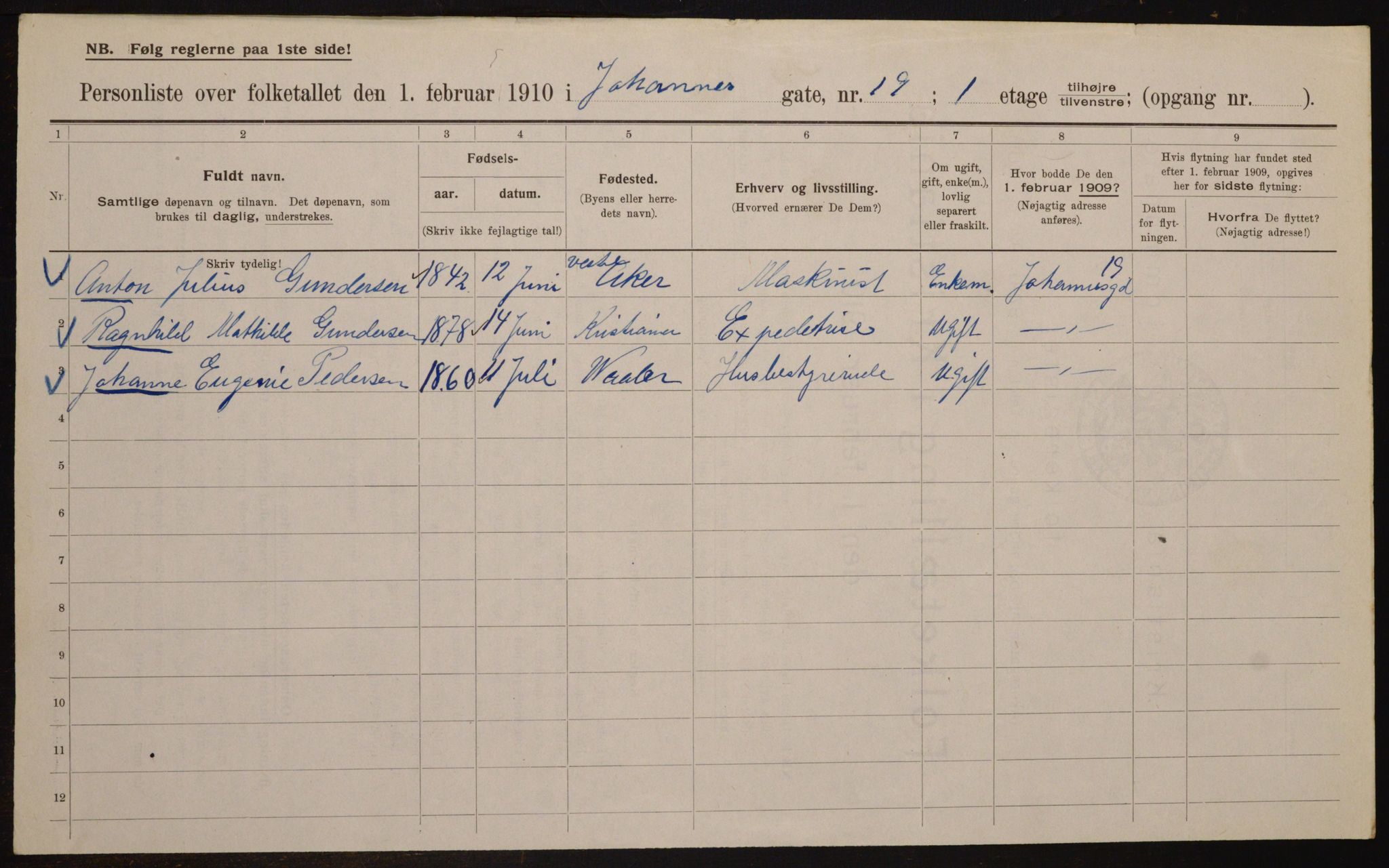 OBA, Municipal Census 1910 for Kristiania, 1910, p. 45972