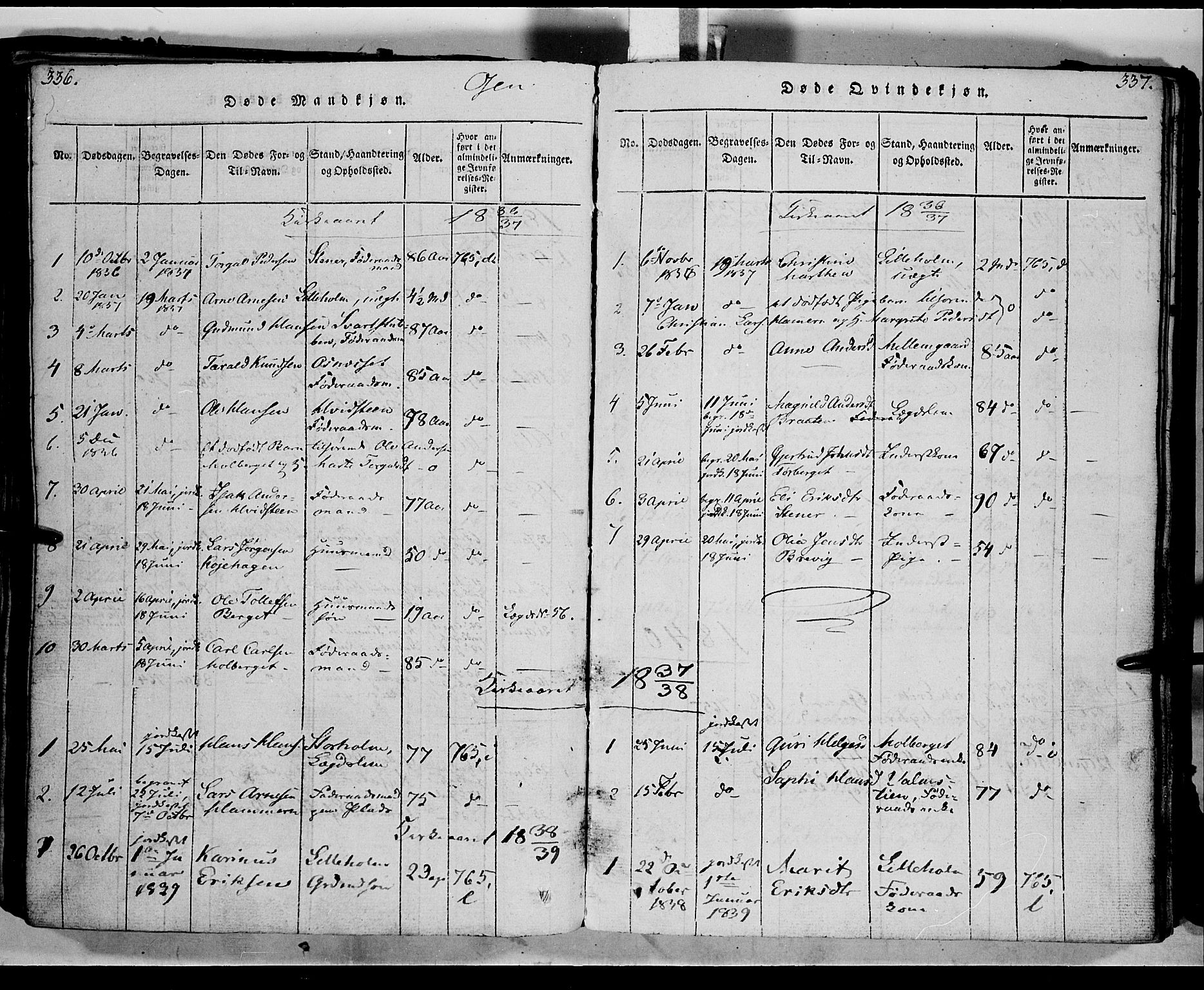 Trysil prestekontor, AV/SAH-PREST-046/H/Ha/Haa/L0003: Parish register (official) no. 3 /2, 1814-1842, p. 336-337