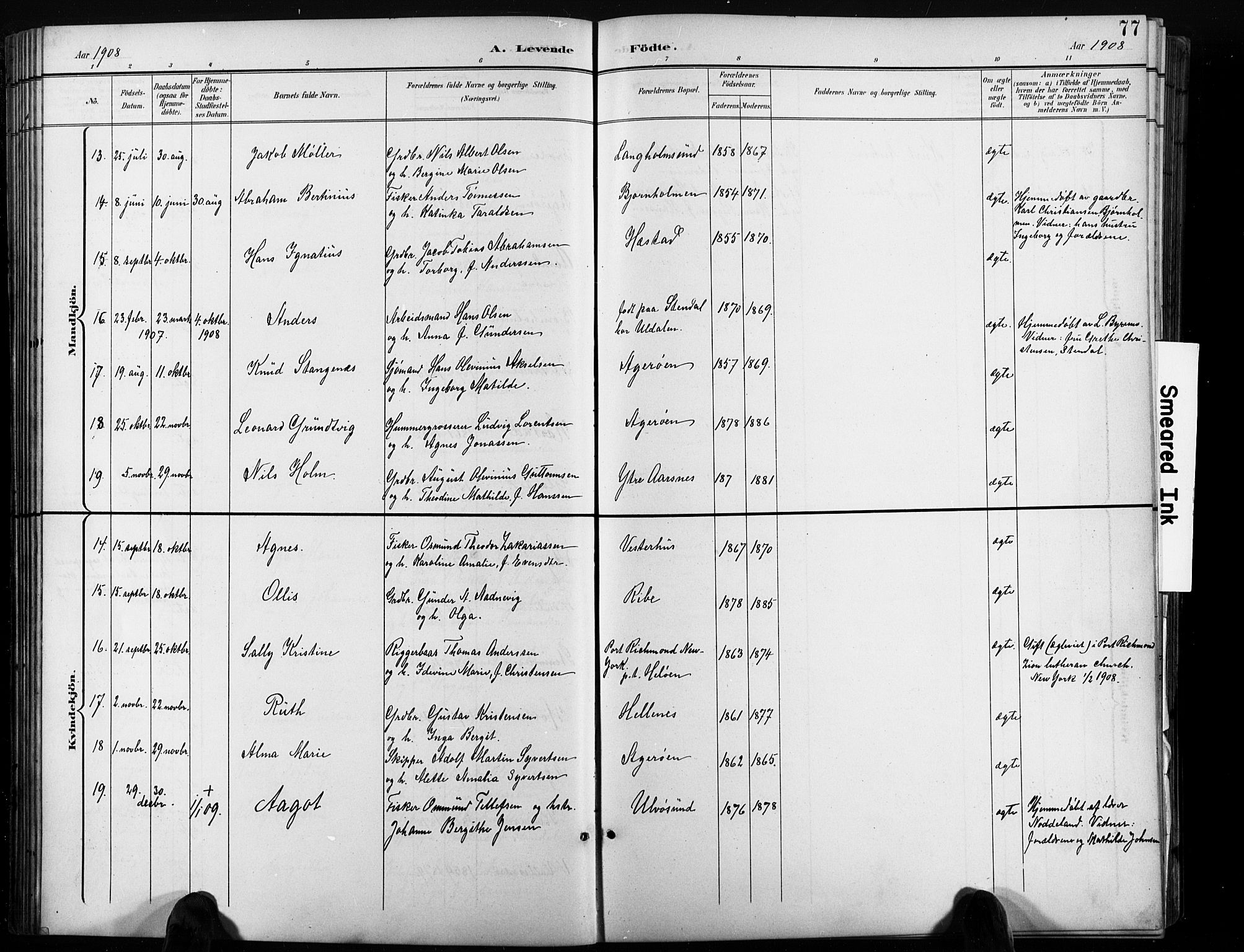 Høvåg sokneprestkontor, AV/SAK-1111-0025/F/Fb/L0005: Parish register (copy) no. B 5, 1898-1929, p. 77