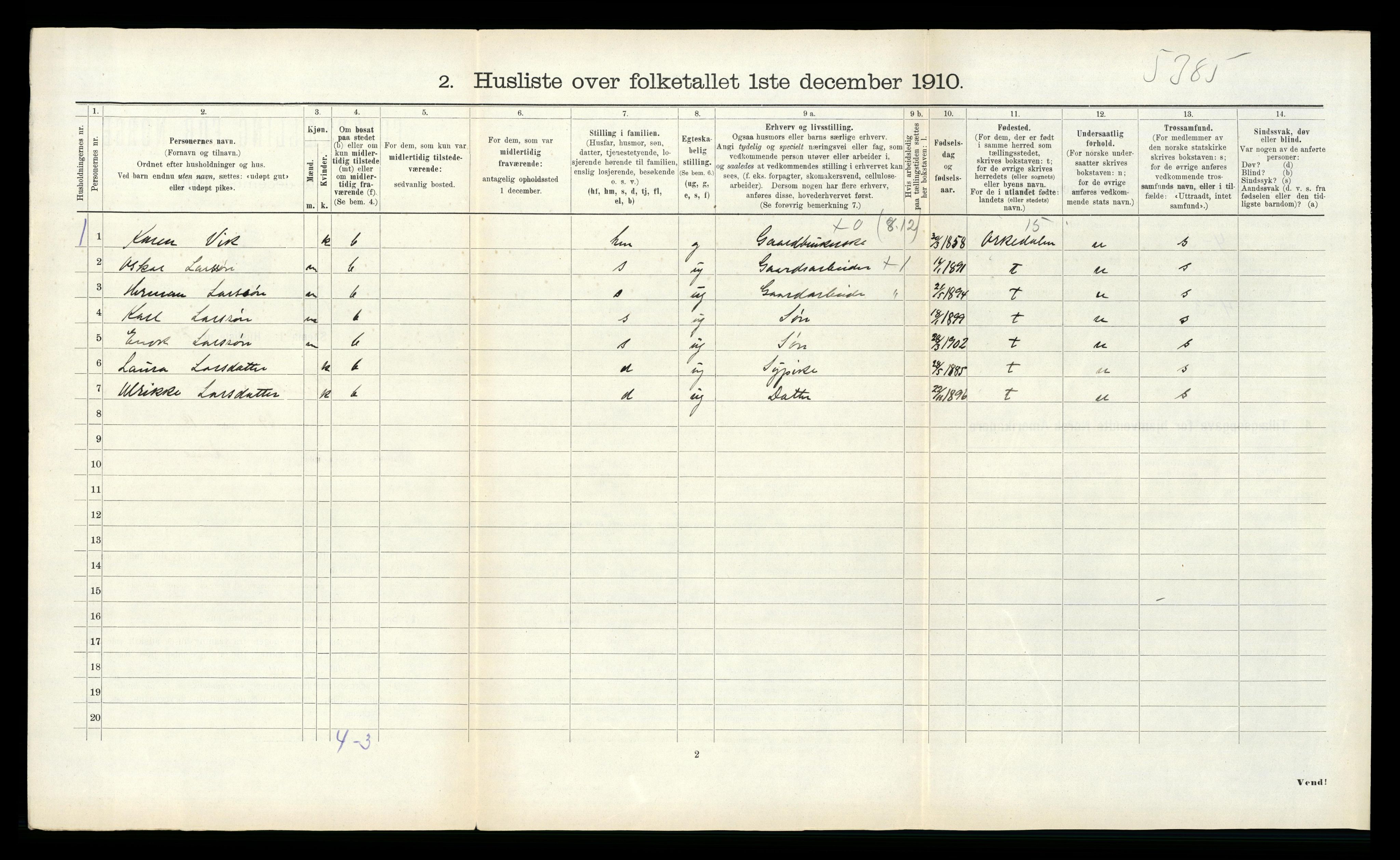 RA, 1910 census for Ørland, 1910, p. 528