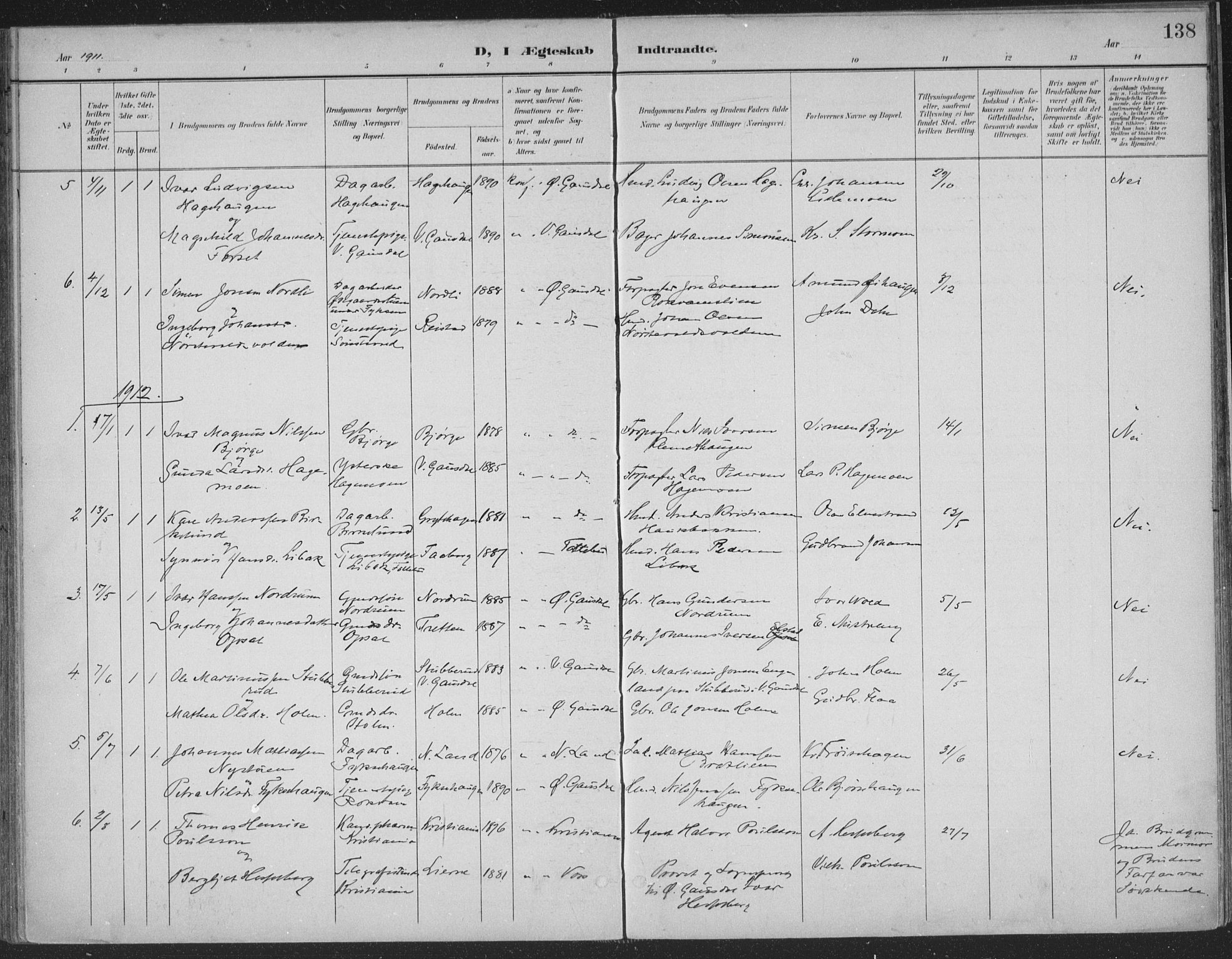 Østre Gausdal prestekontor, SAH/PREST-092/H/Ha/Haa/L0004: Parish register (official) no. 4, 1898-1914, p. 138