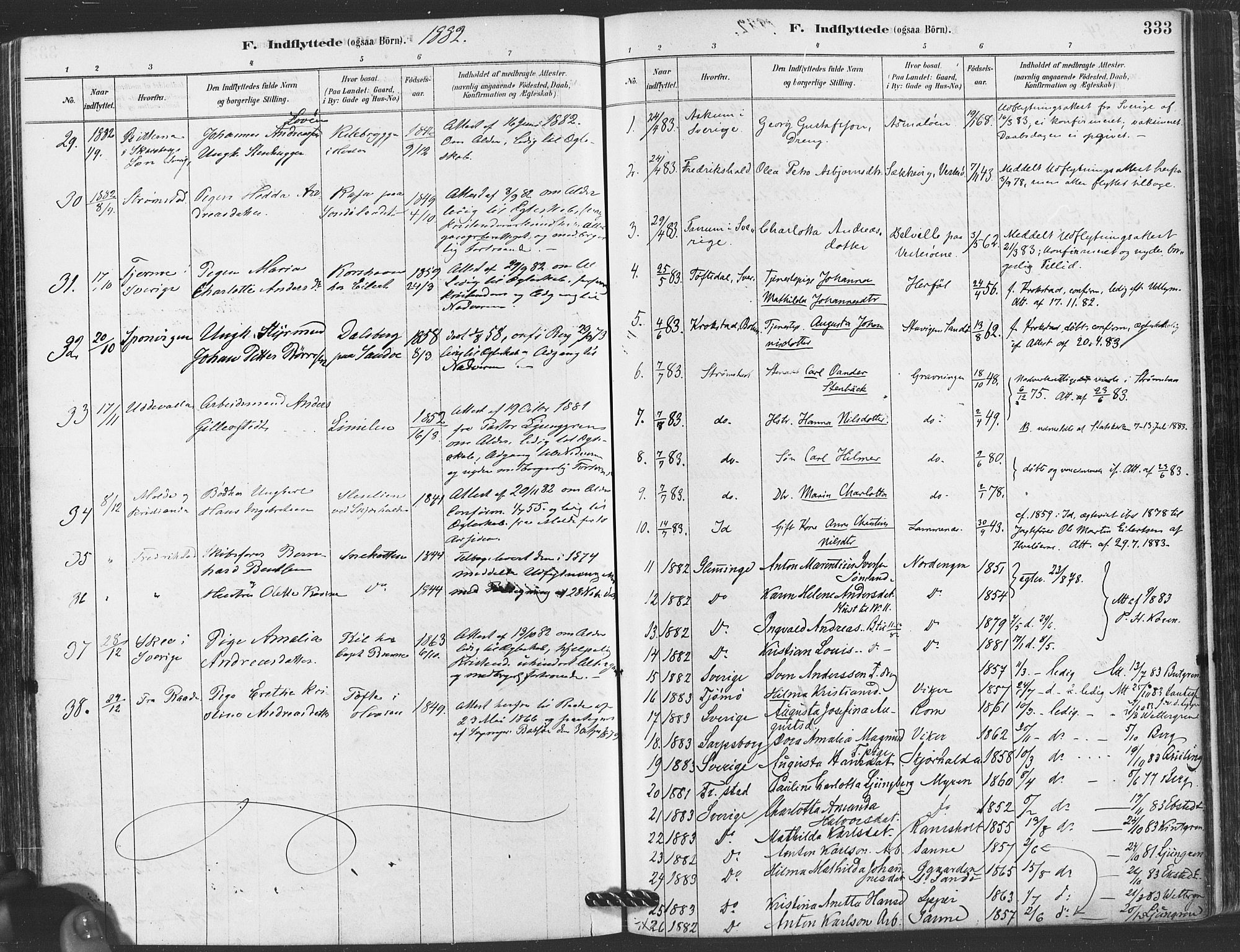 Hvaler prestekontor Kirkebøker, SAO/A-2001/F/Fa/L0008: Parish register (official) no. I 8, 1878-1895, p. 333