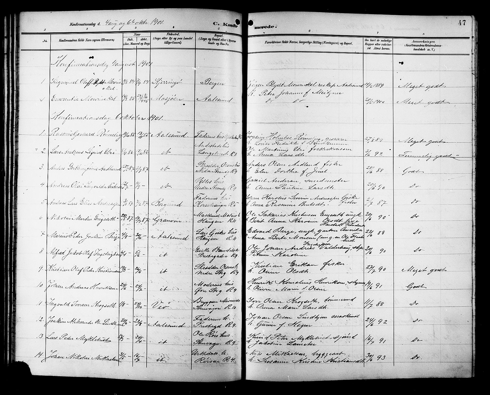 Ministerialprotokoller, klokkerbøker og fødselsregistre - Møre og Romsdal, AV/SAT-A-1454/529/L0469: Parish register (copy) no. 529C06, 1898-1906, p. 47