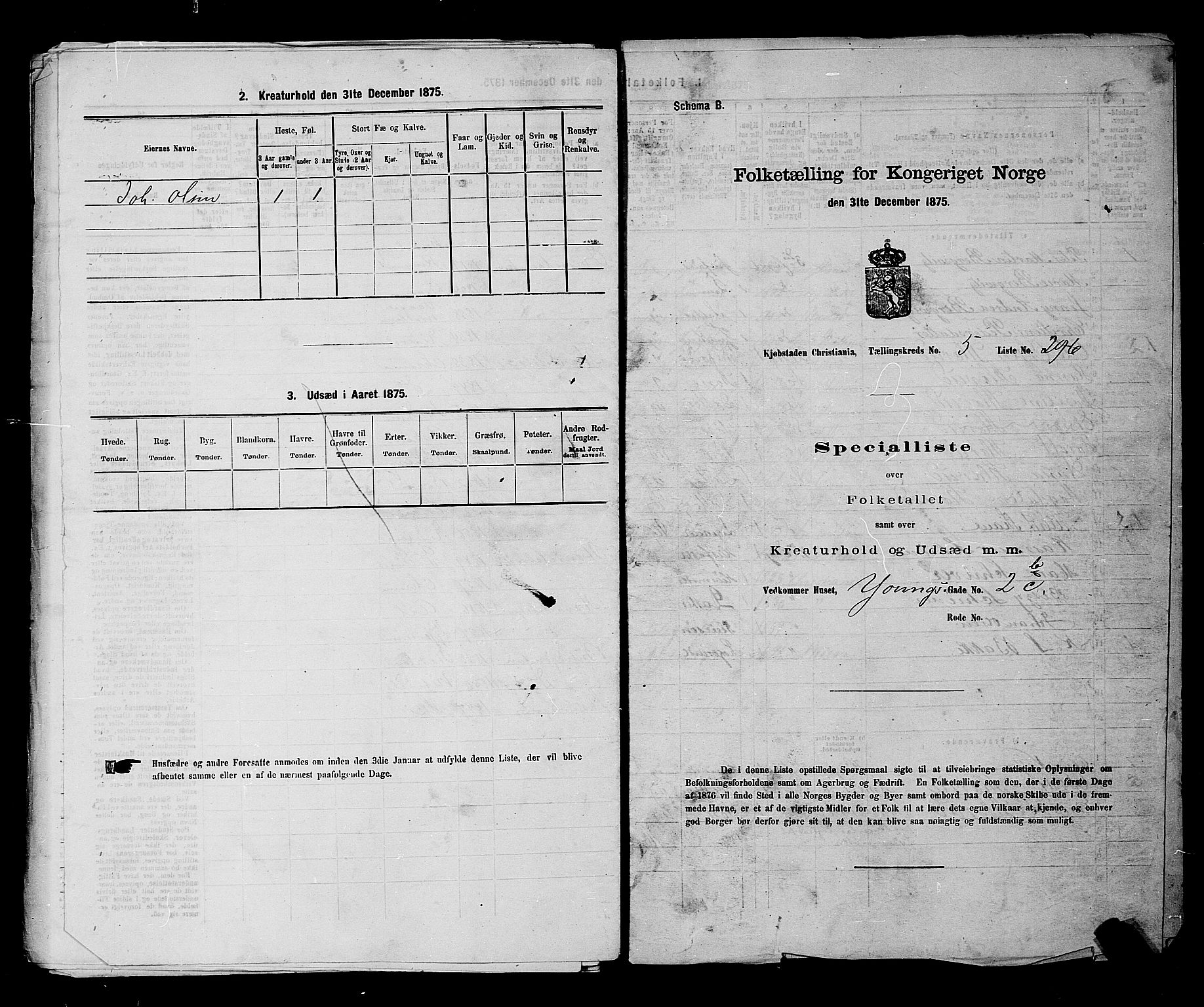 RA, 1875 census for 0301 Kristiania, 1875, p. 884