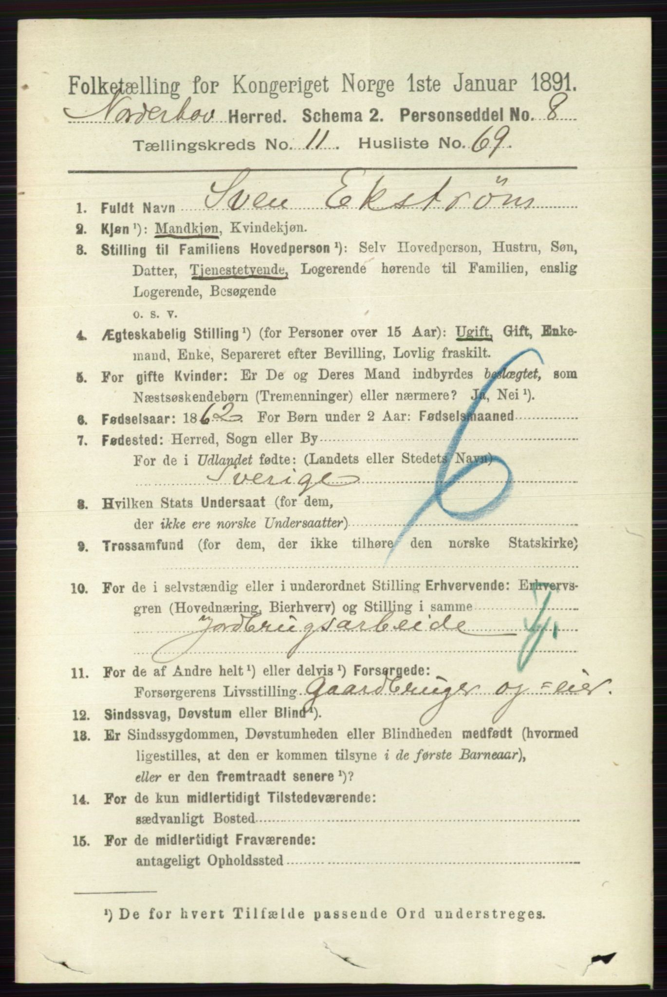 RA, 1891 census for 0613 Norderhov, 1891, p. 8484