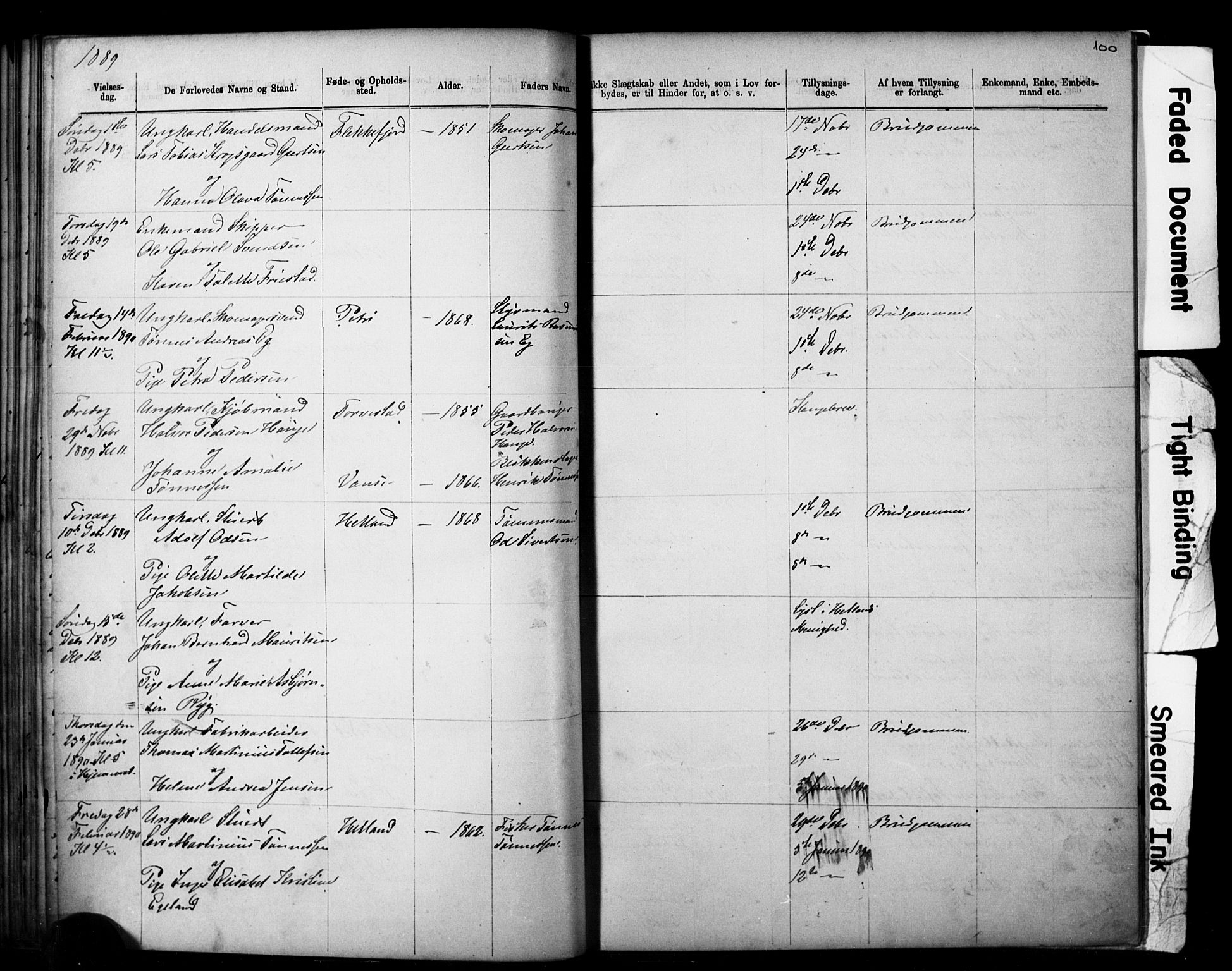 Domkirken sokneprestkontor, SAST/A-101812/001/30/30BB/L0014: Parish register (copy) no. B 14, 1875-1902, p. 100