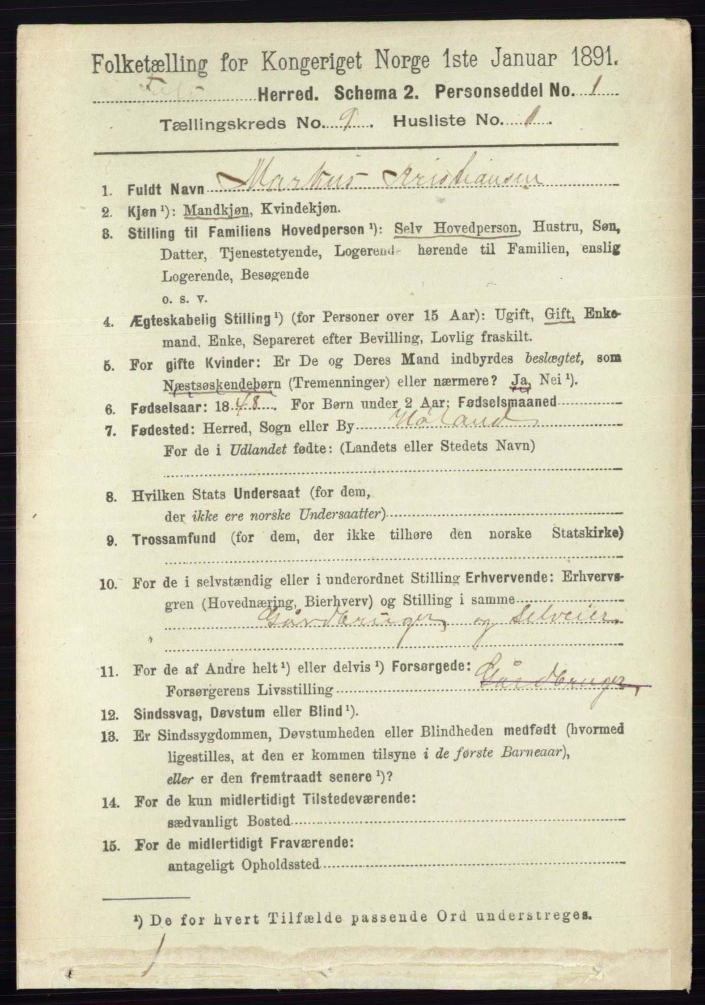 RA, 1891 census for 0227 Fet, 1891, p. 3499