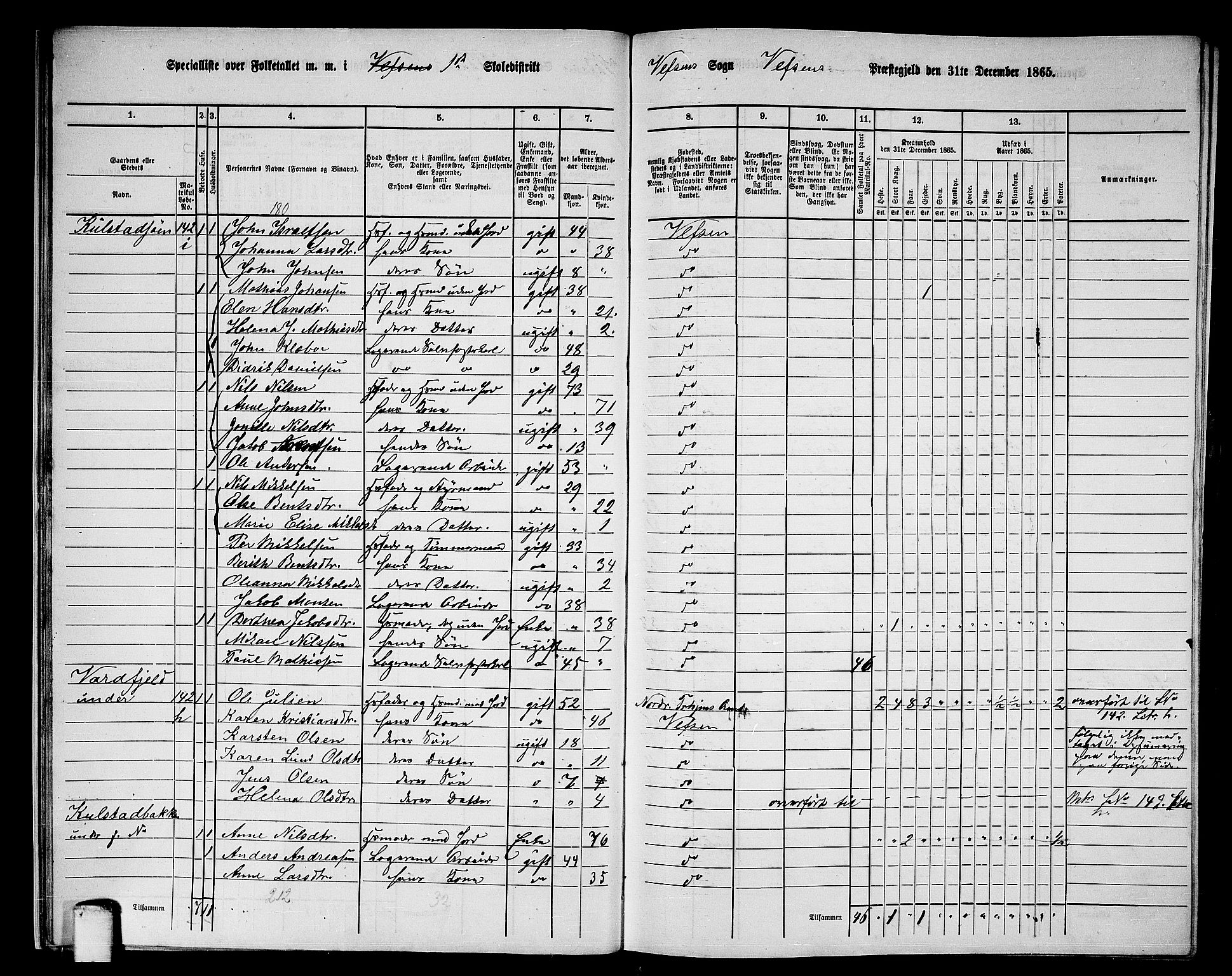 RA, 1865 census for Vefsn, 1865, p. 21