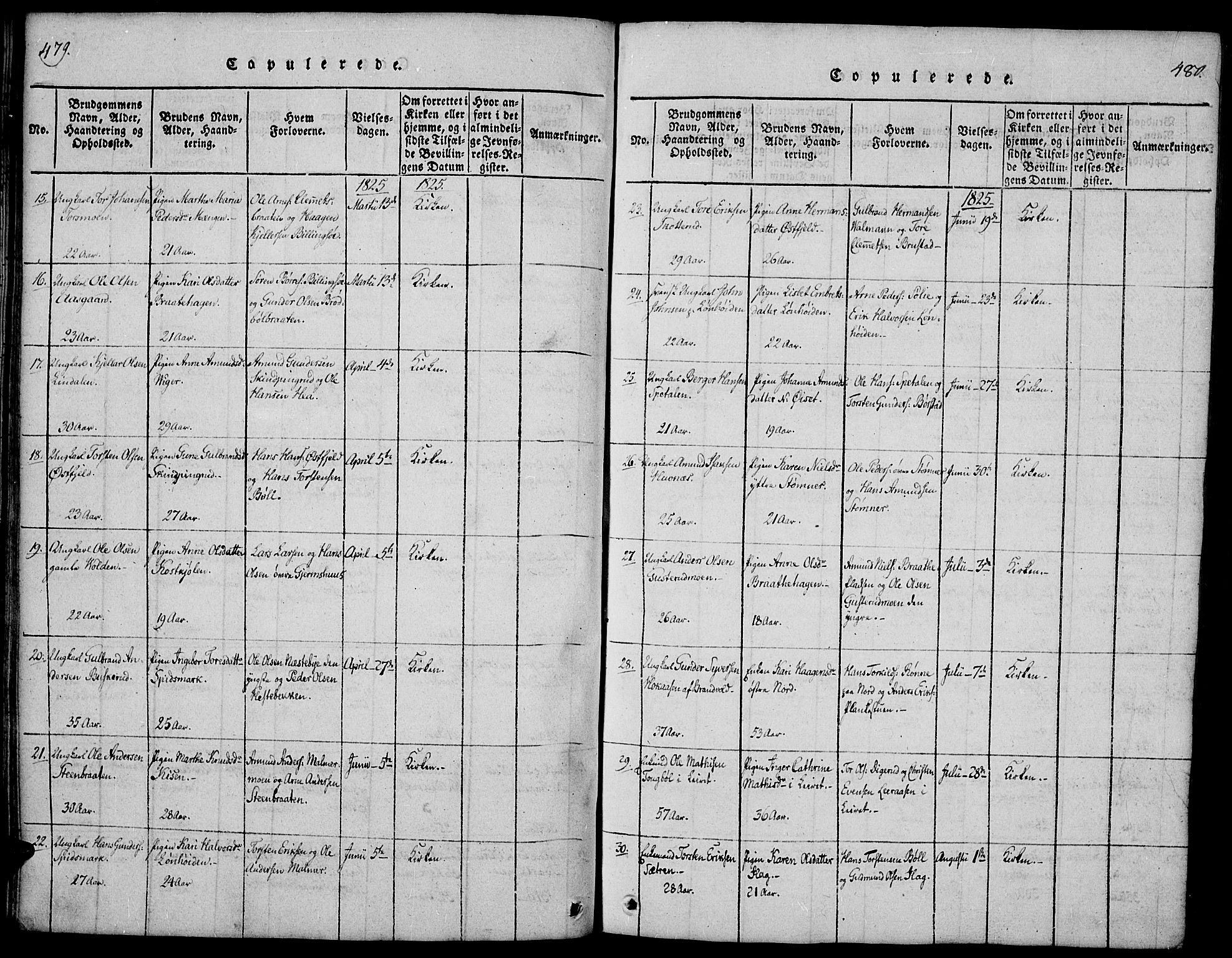 Vinger prestekontor, SAH/PREST-024/H/Ha/Hab/L0001: Parish register (copy) no. 1, 1814-1825, p. 479-480