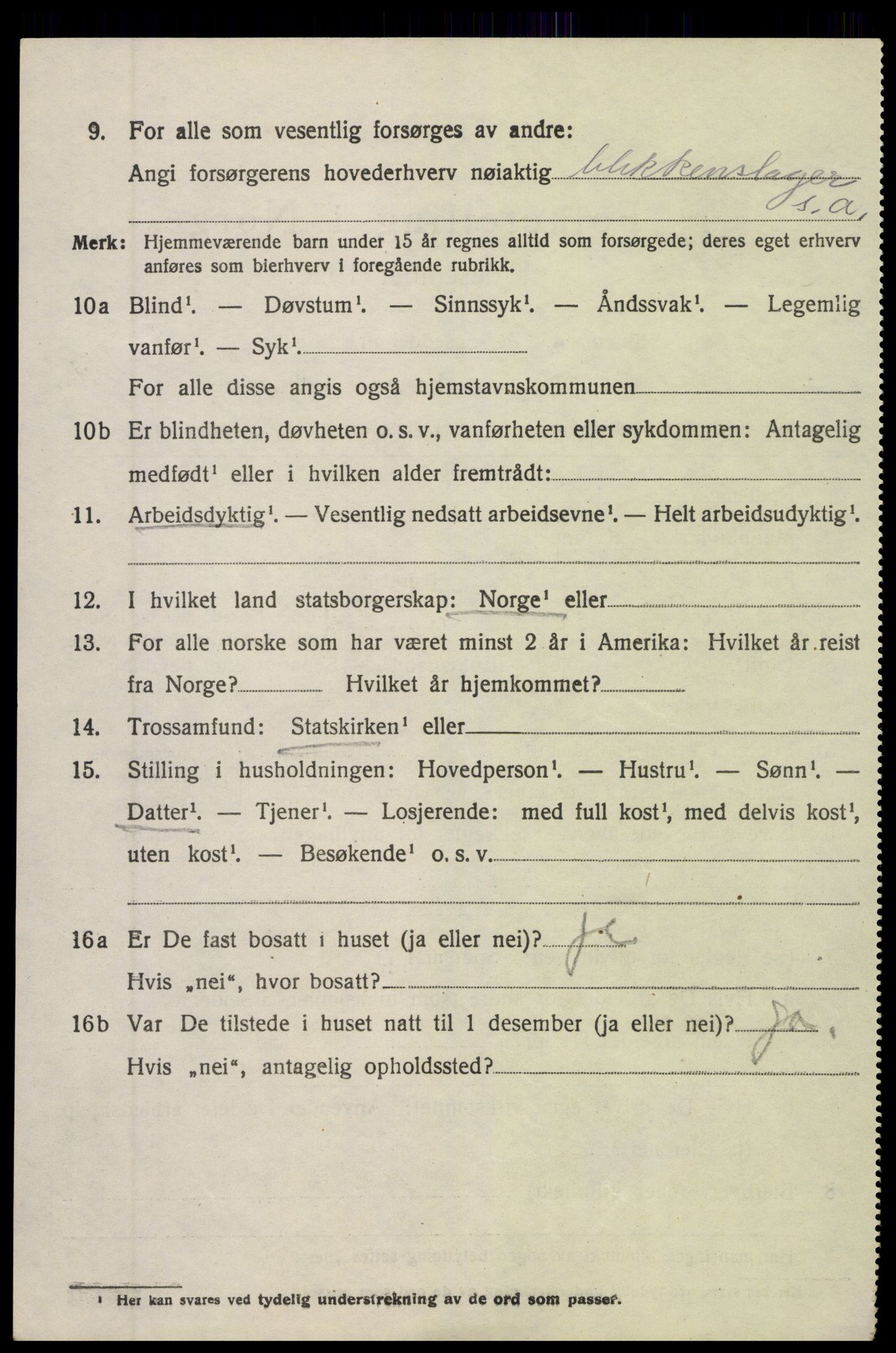 SAK, 1920 census for Øyestad, 1920, p. 9411