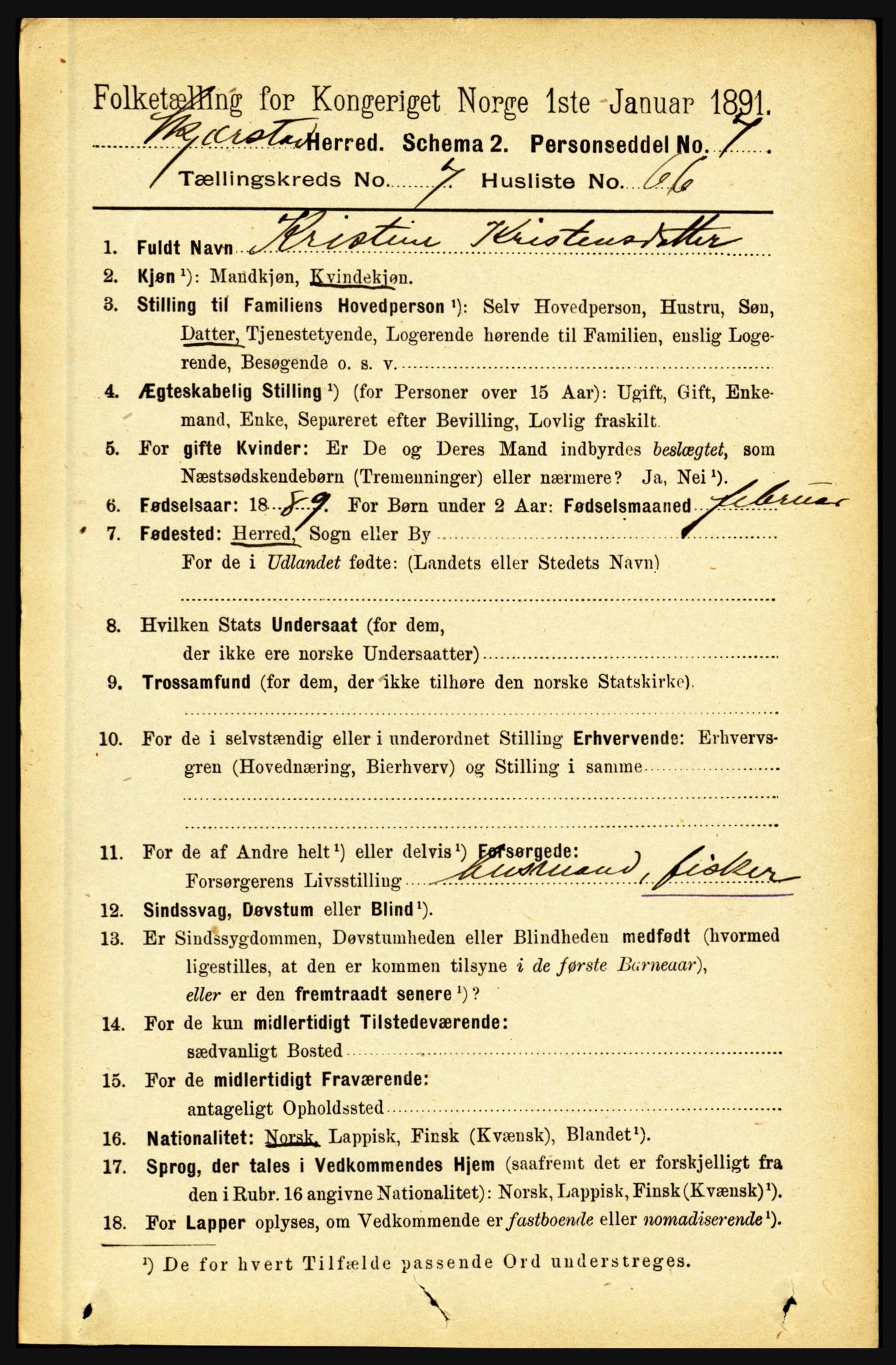 RA, 1891 census for 1842 Skjerstad, 1891, p. 3017