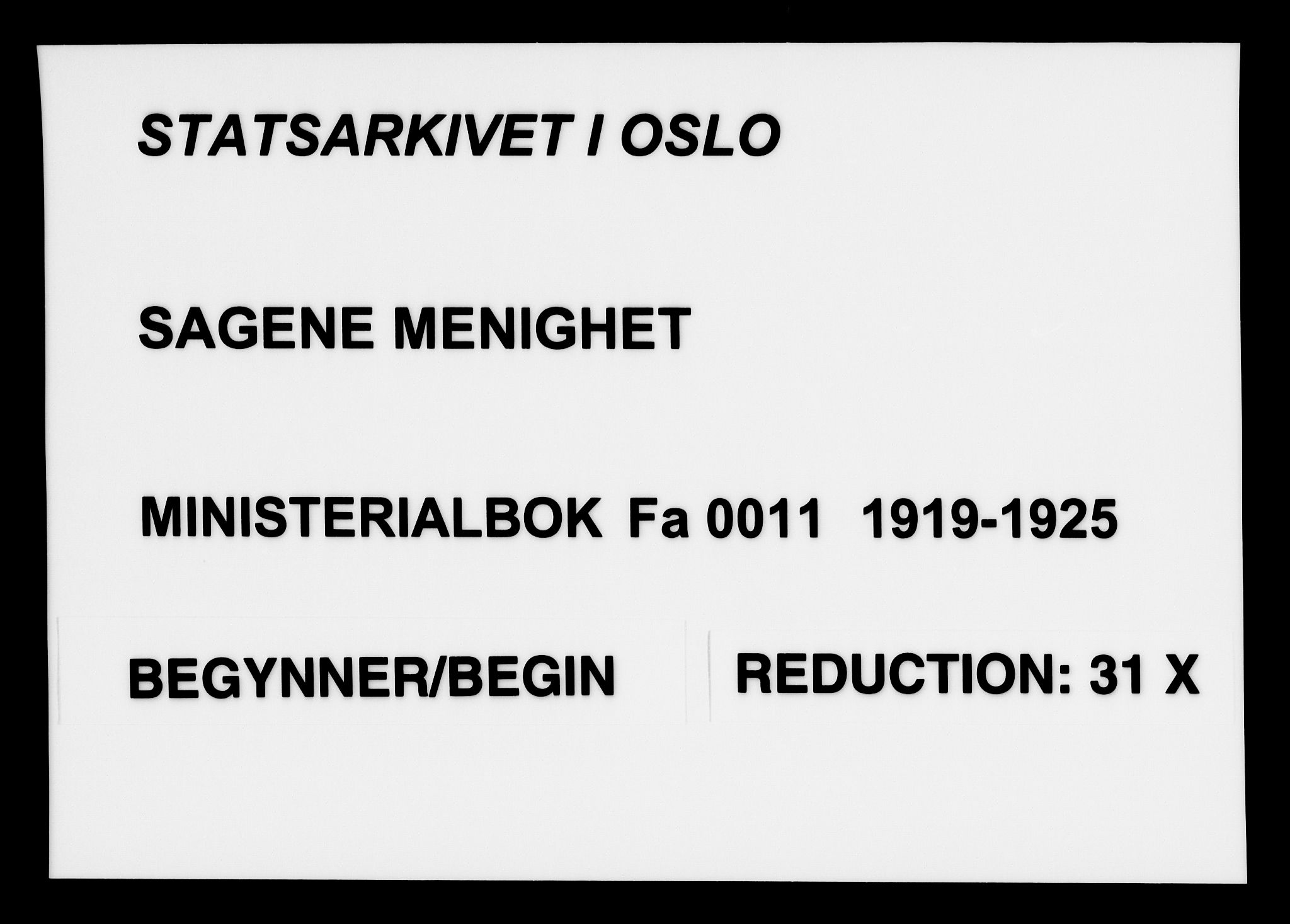 Sagene prestekontor Kirkebøker, AV/SAO-A-10796/F/L0011: Parish register (official) no. 11, 1919-1925