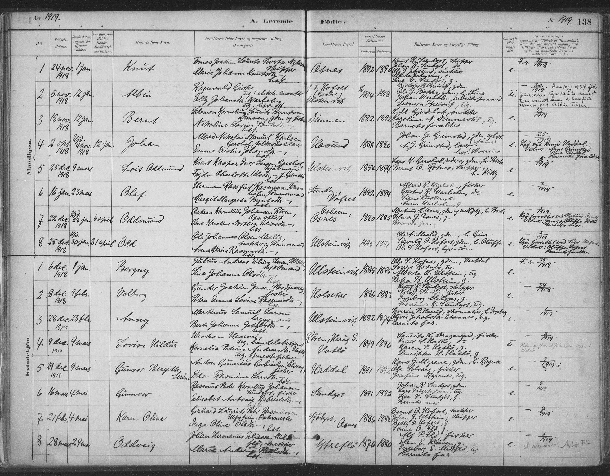 Ministerialprotokoller, klokkerbøker og fødselsregistre - Møre og Romsdal, AV/SAT-A-1454/509/L0106: Parish register (official) no. 509A04, 1883-1922, p. 138