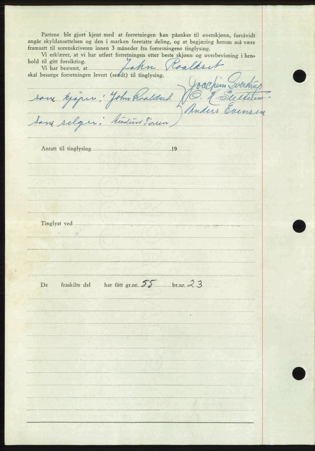 Romsdal sorenskriveri, SAT/A-4149/1/2/2C: Mortgage book no. A24, 1947-1947, Diary no: : 3099/1947