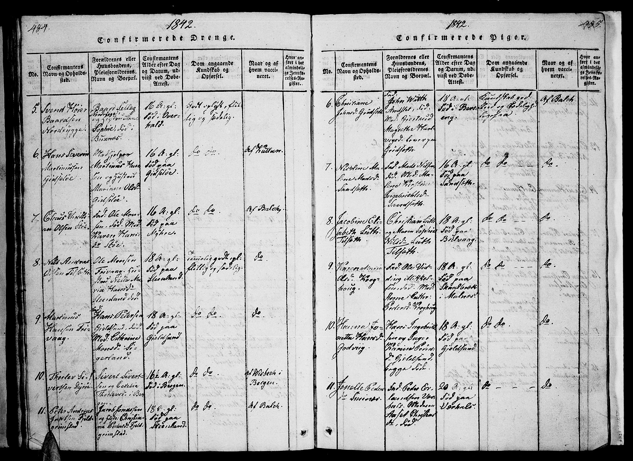 Ministerialprotokoller, klokkerbøker og fødselsregistre - Nordland, AV/SAT-A-1459/893/L1346: Parish register (copy) no. 893C01, 1820-1858, p. 484-485