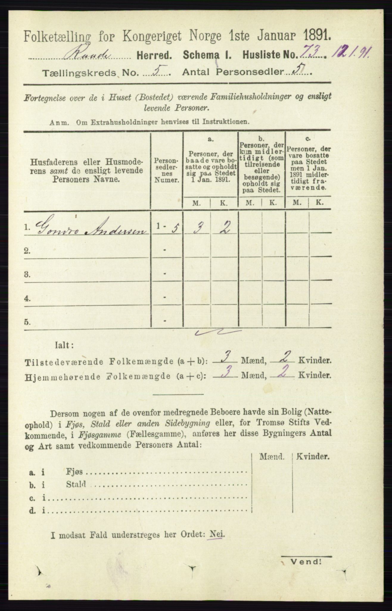 RA, 1891 census for 0135 Råde, 1891, p. 2587