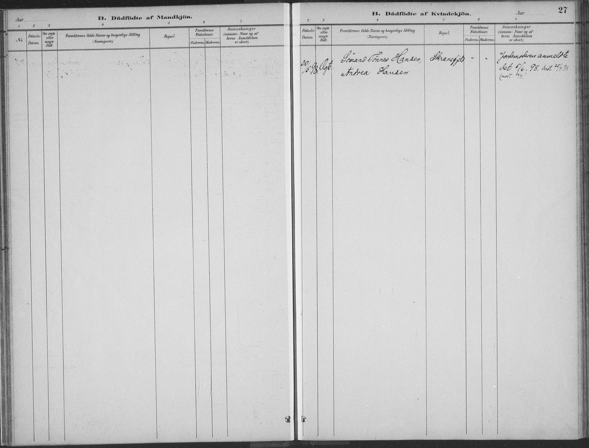 Kvinesdal sokneprestkontor, SAK/1111-0026/F/Fa/Faa/L0004: Parish register (official) no. A 4, 1882-1897, p. 27