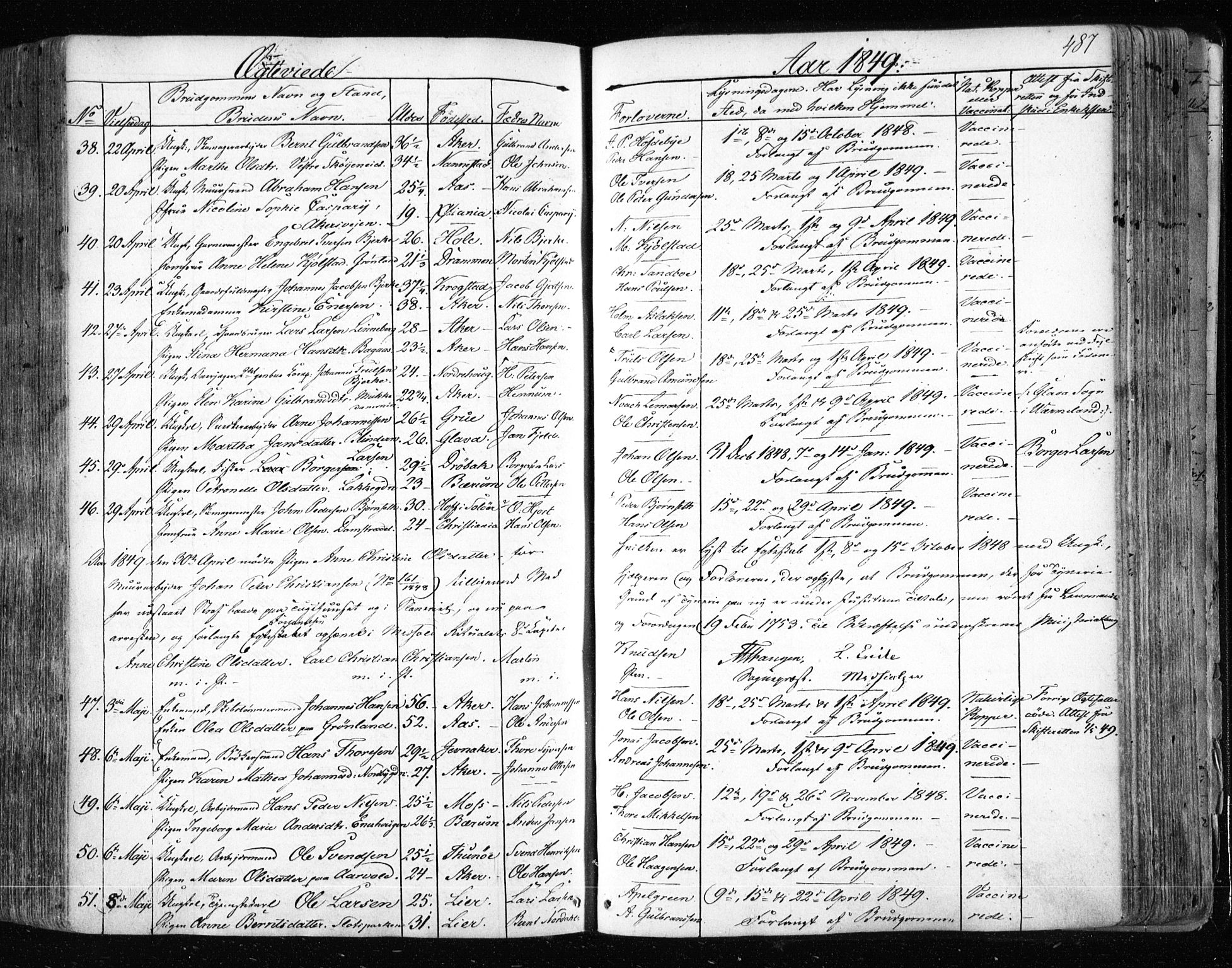 Aker prestekontor kirkebøker, AV/SAO-A-10861/F/L0019: Parish register (official) no. 19, 1842-1852, p. 487