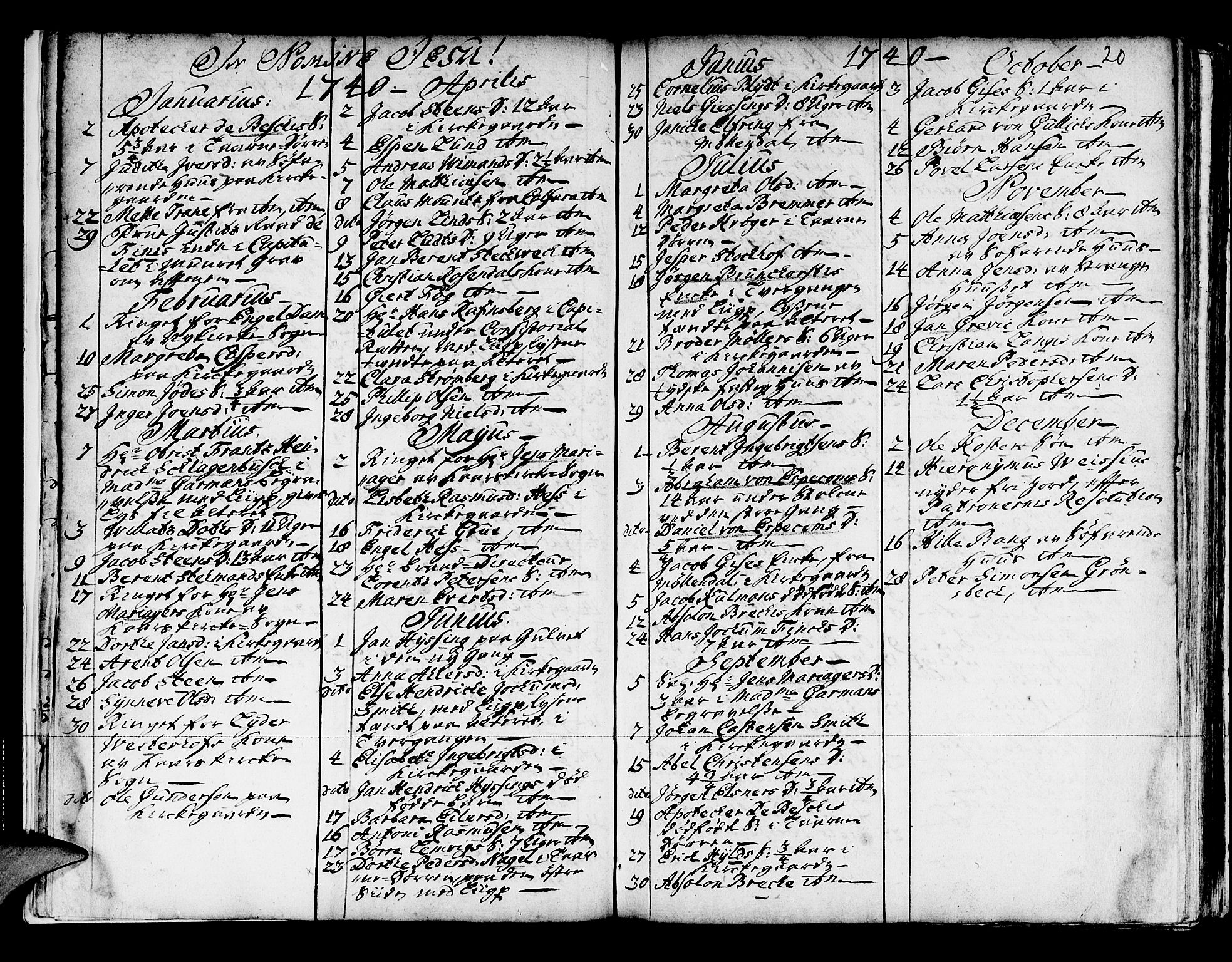 Domkirken sokneprestembete, AV/SAB-A-74801/H/Haa/L0008: Parish register (official) no. A 8, 1725-1775, p. 20