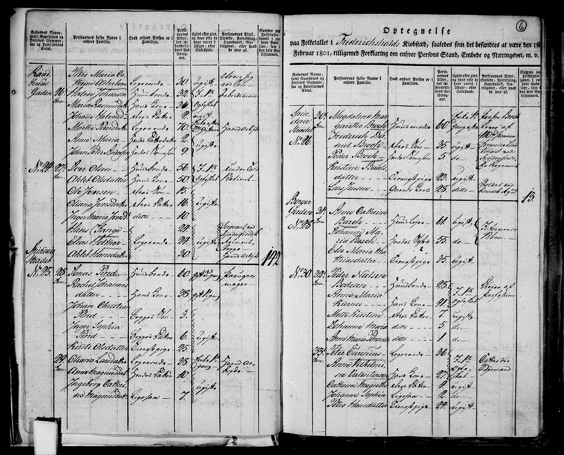 RA, 1801 census for 0101P Fredrikshald, 1801, p. 5b-6a
