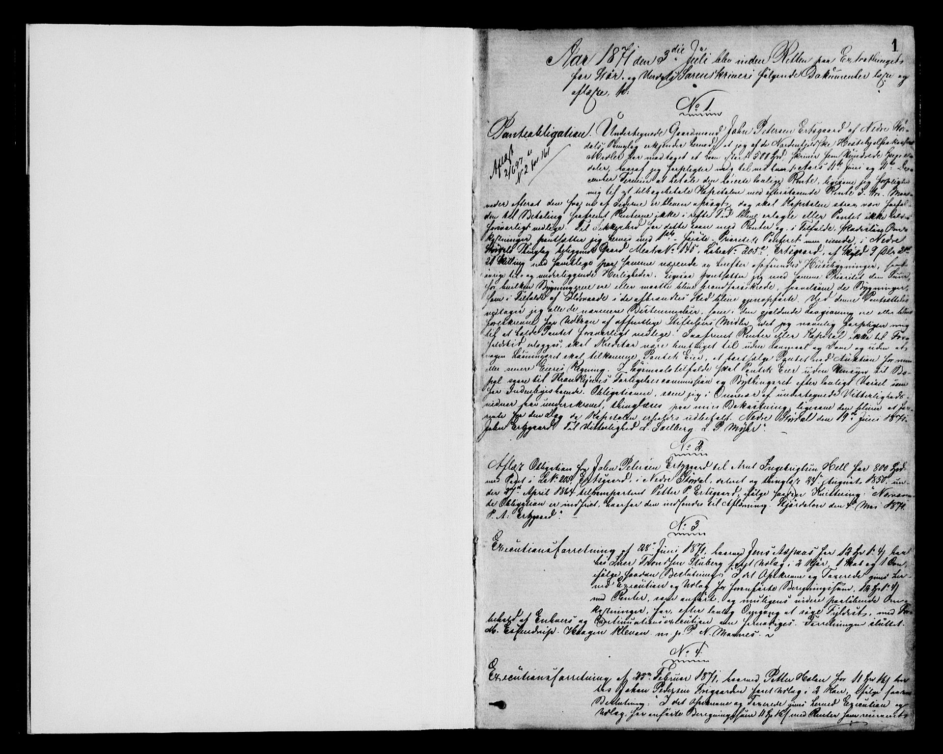 Stjør- og Verdal sorenskriveri, AV/SAT-A-4167/1/2/2C/L0027: Mortgage book no. O, 1871-1877, p. 1