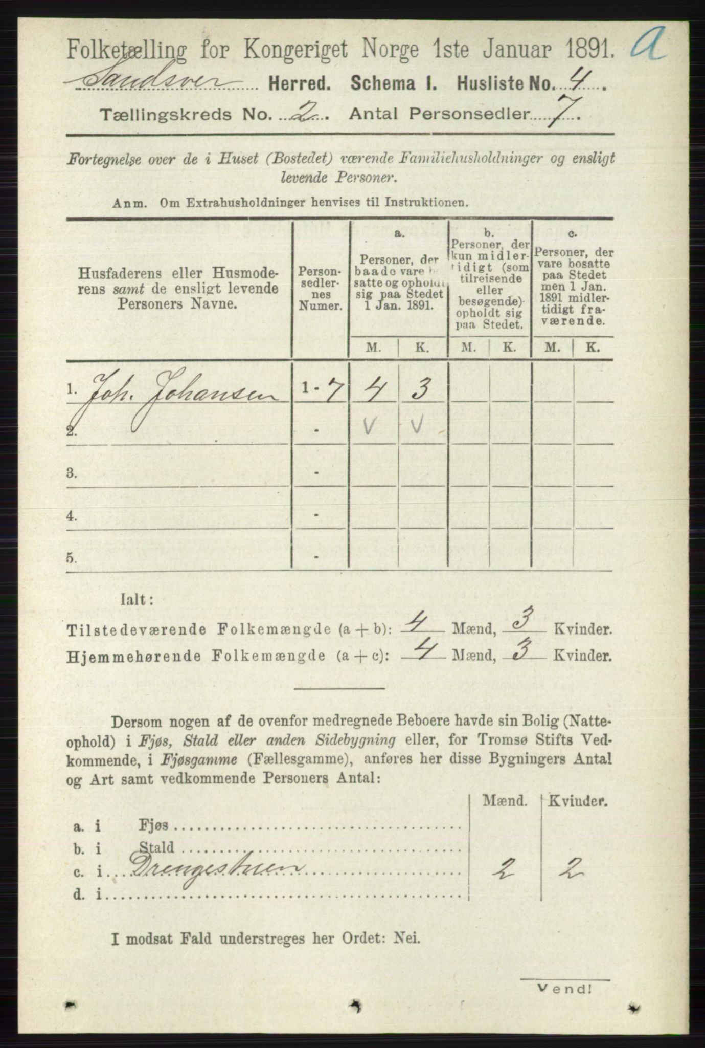 RA, 1891 census for 0629 Sandsvær, 1891, p. 595