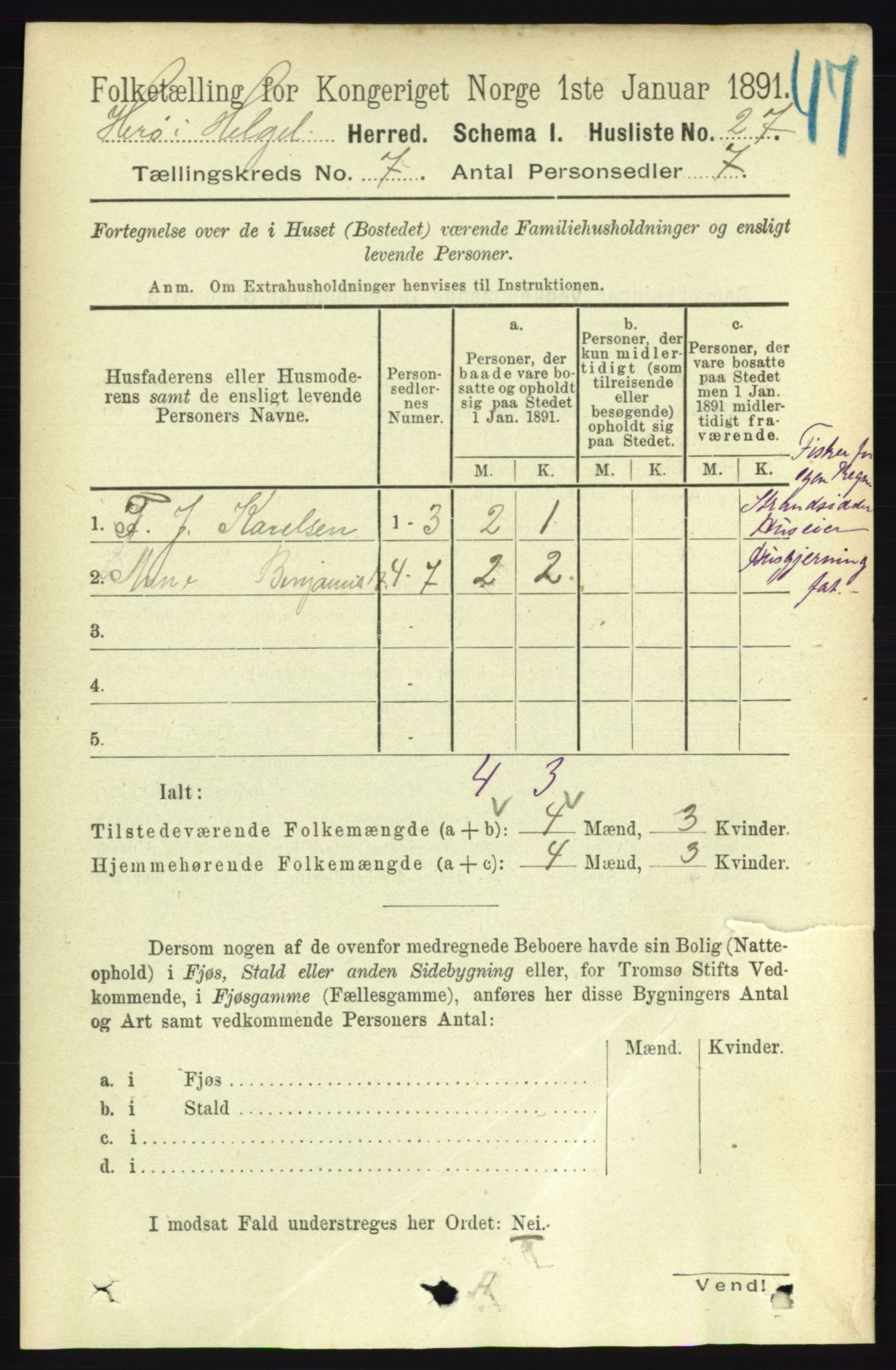 RA, 1891 census for 1818 Herøy, 1891, p. 2233