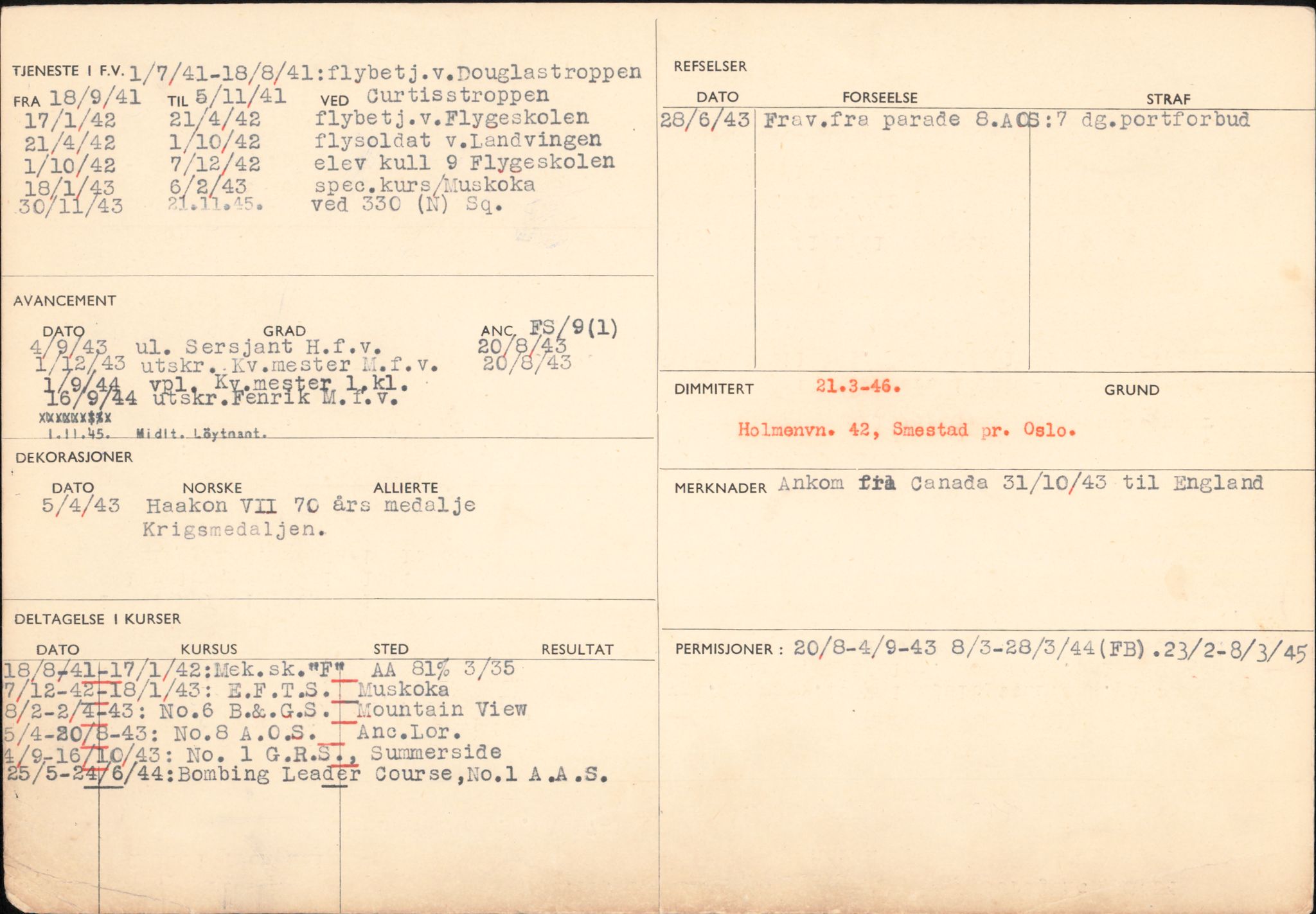 Forsvaret, Forsvarets overkommando/Luftforsvarsstaben, RA/RAFA-4079/P/Pa/L0028: Personellpapirer, 1911, p. 21