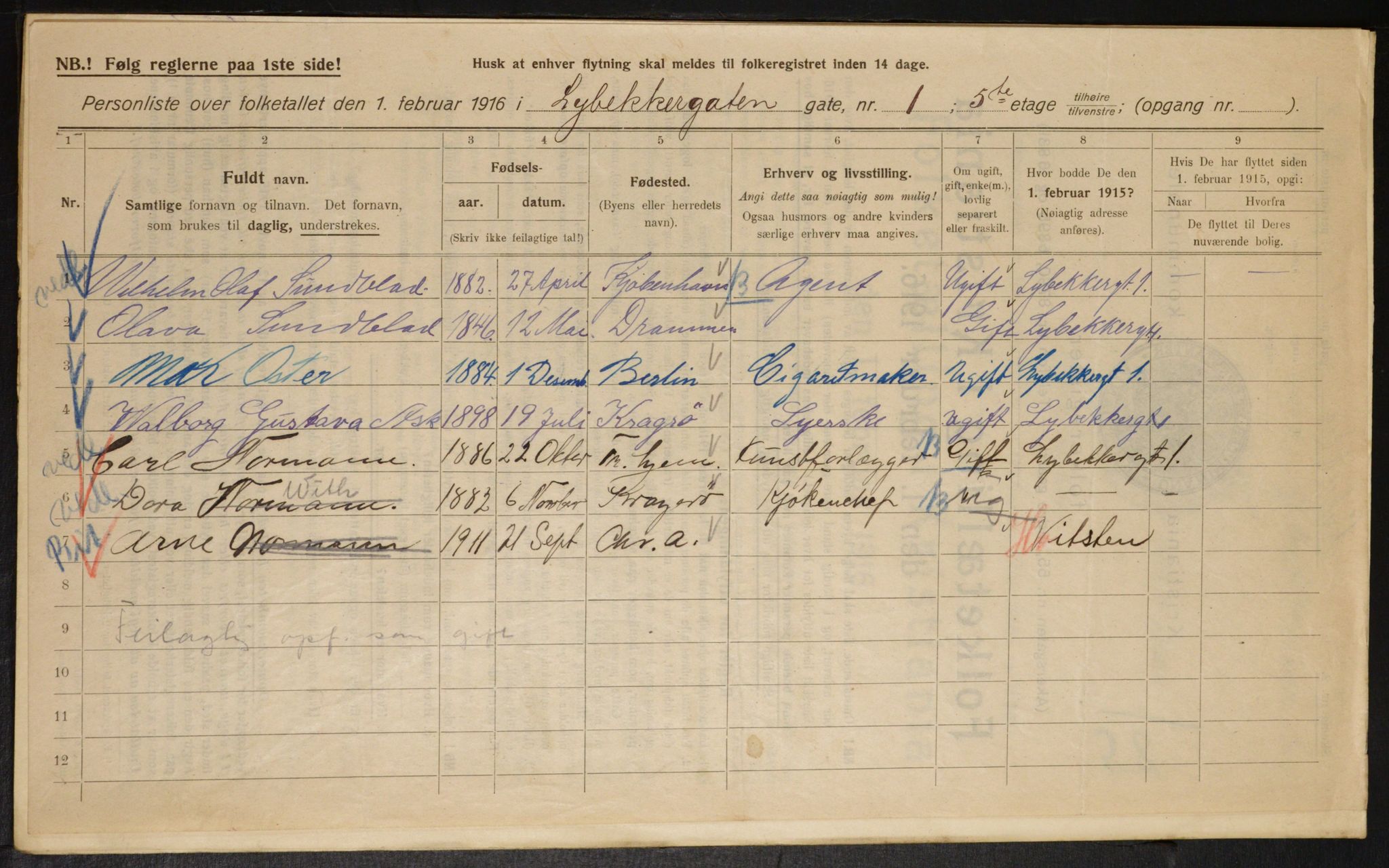 OBA, Municipal Census 1916 for Kristiania, 1916, p. 59738