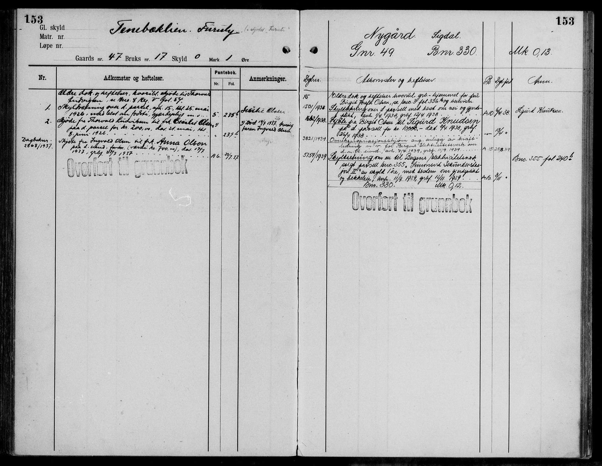Midhordland sorenskriveri, AV/SAB-A-3001/1/G/Ga/Gab/L0111: Mortgage register no. II.A.b.111, p. 153