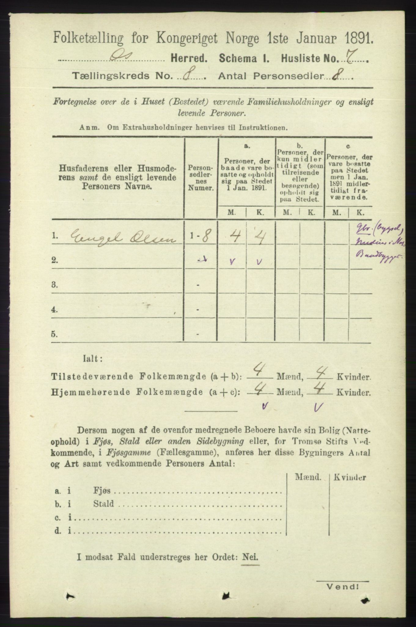 RA, 1891 census for 1243 Os, 1891, p. 1833