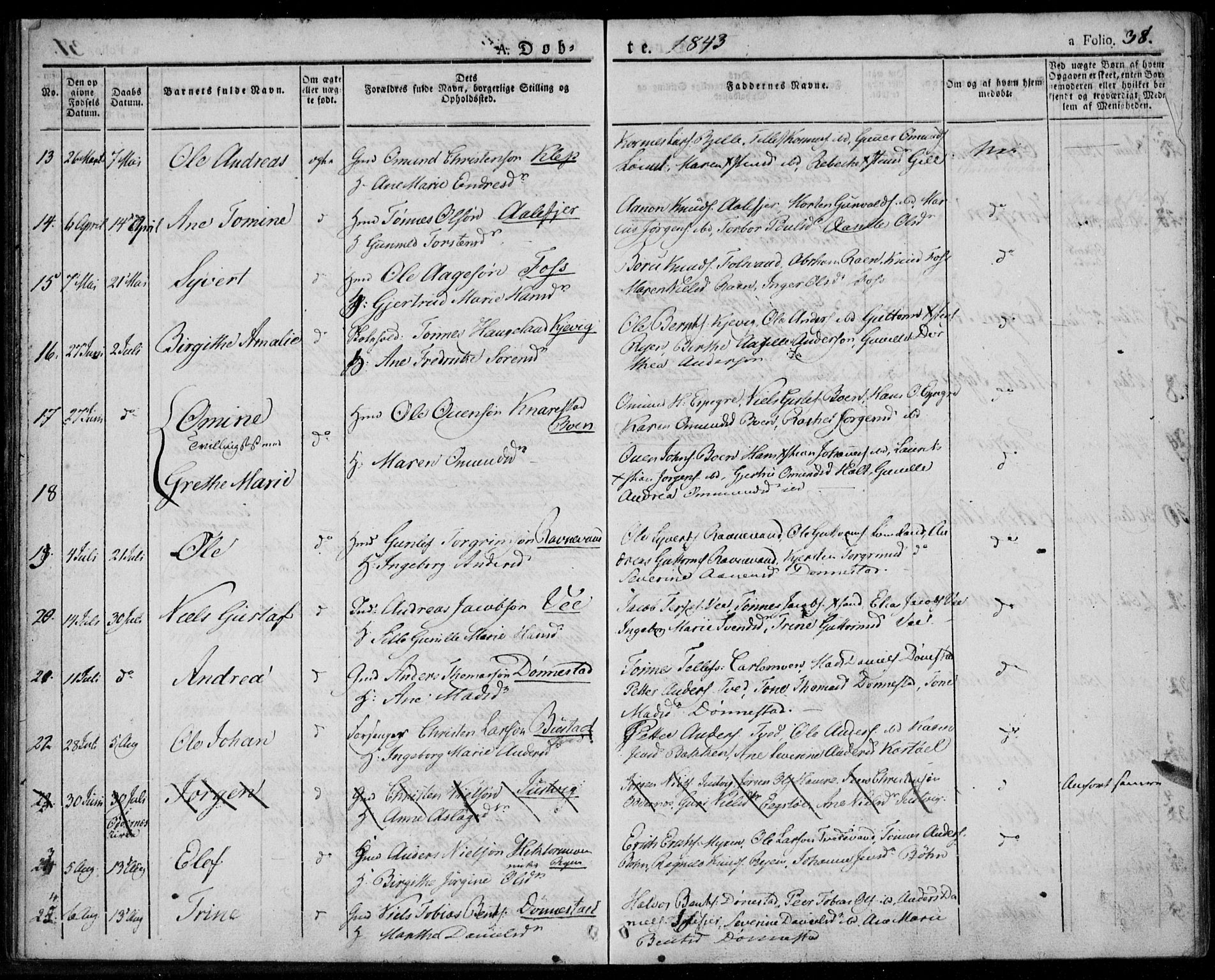 Tveit sokneprestkontor, AV/SAK-1111-0043/F/Fa/L0003: Parish register (official) no. A 3, 1829-1852, p. 38