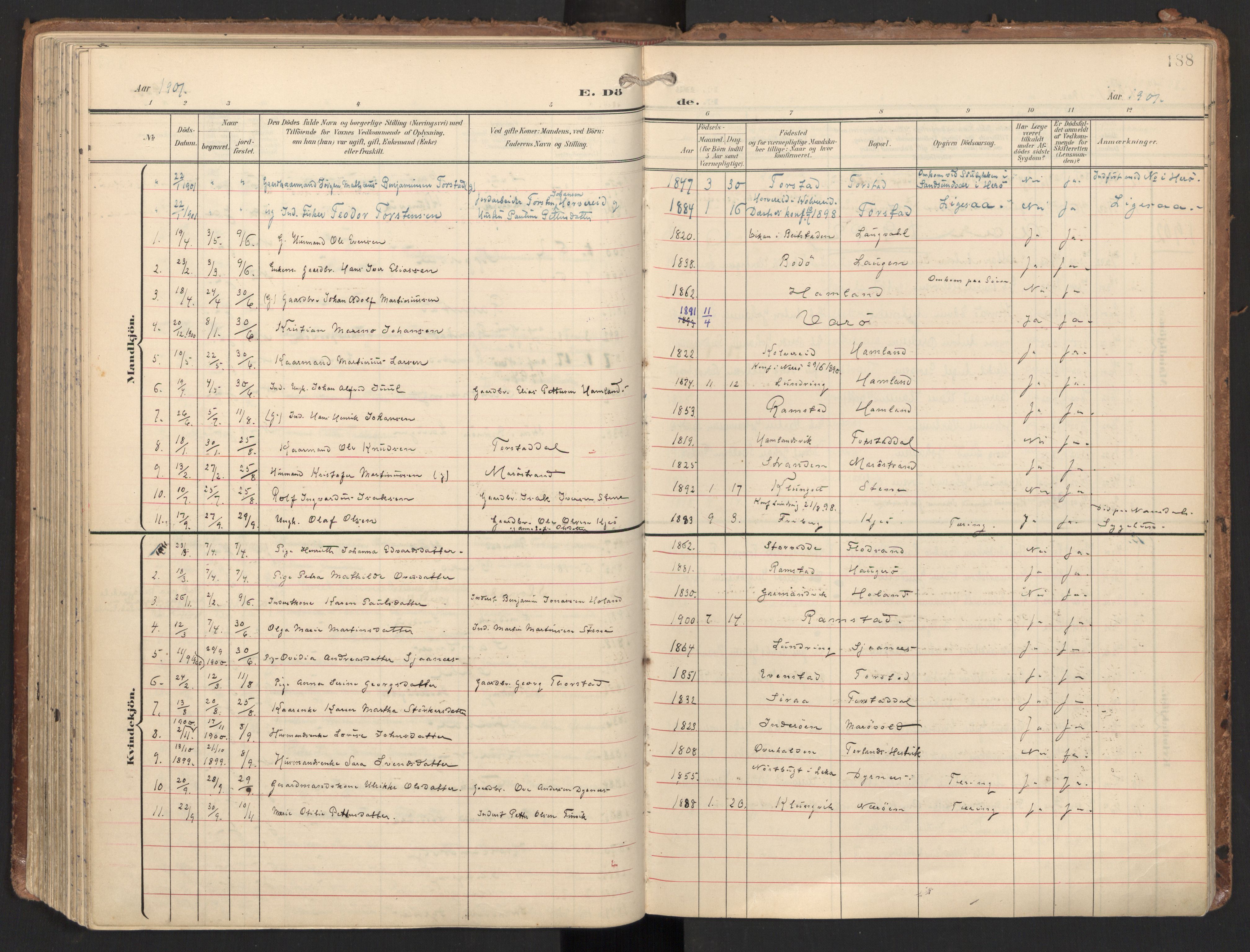 Ministerialprotokoller, klokkerbøker og fødselsregistre - Nord-Trøndelag, SAT/A-1458/784/L0677: Parish register (official) no. 784A12, 1900-1920, p. 188