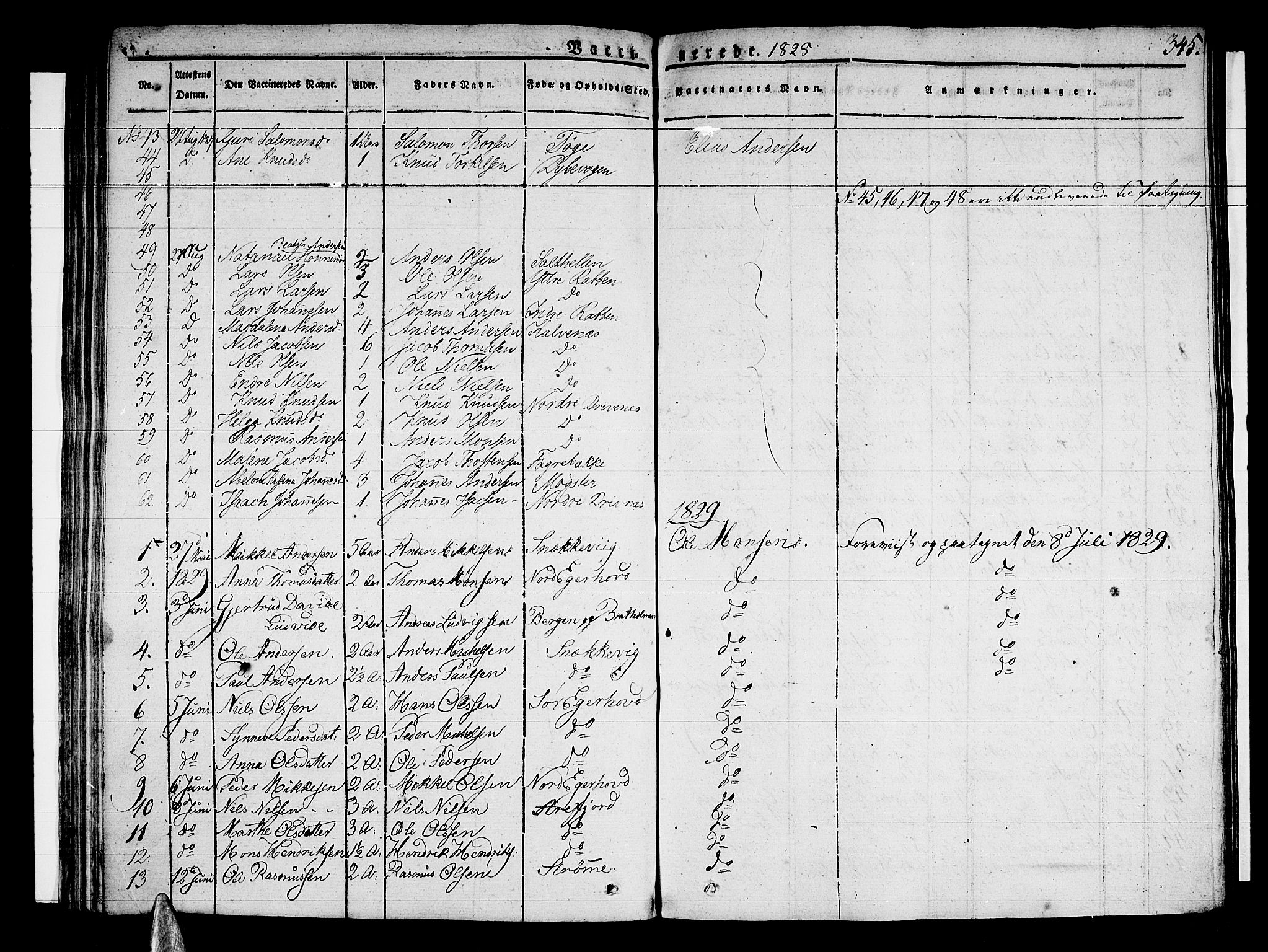 Sund sokneprestembete, AV/SAB-A-99930: Parish register (official) no. A 12, 1825-1835, p. 345