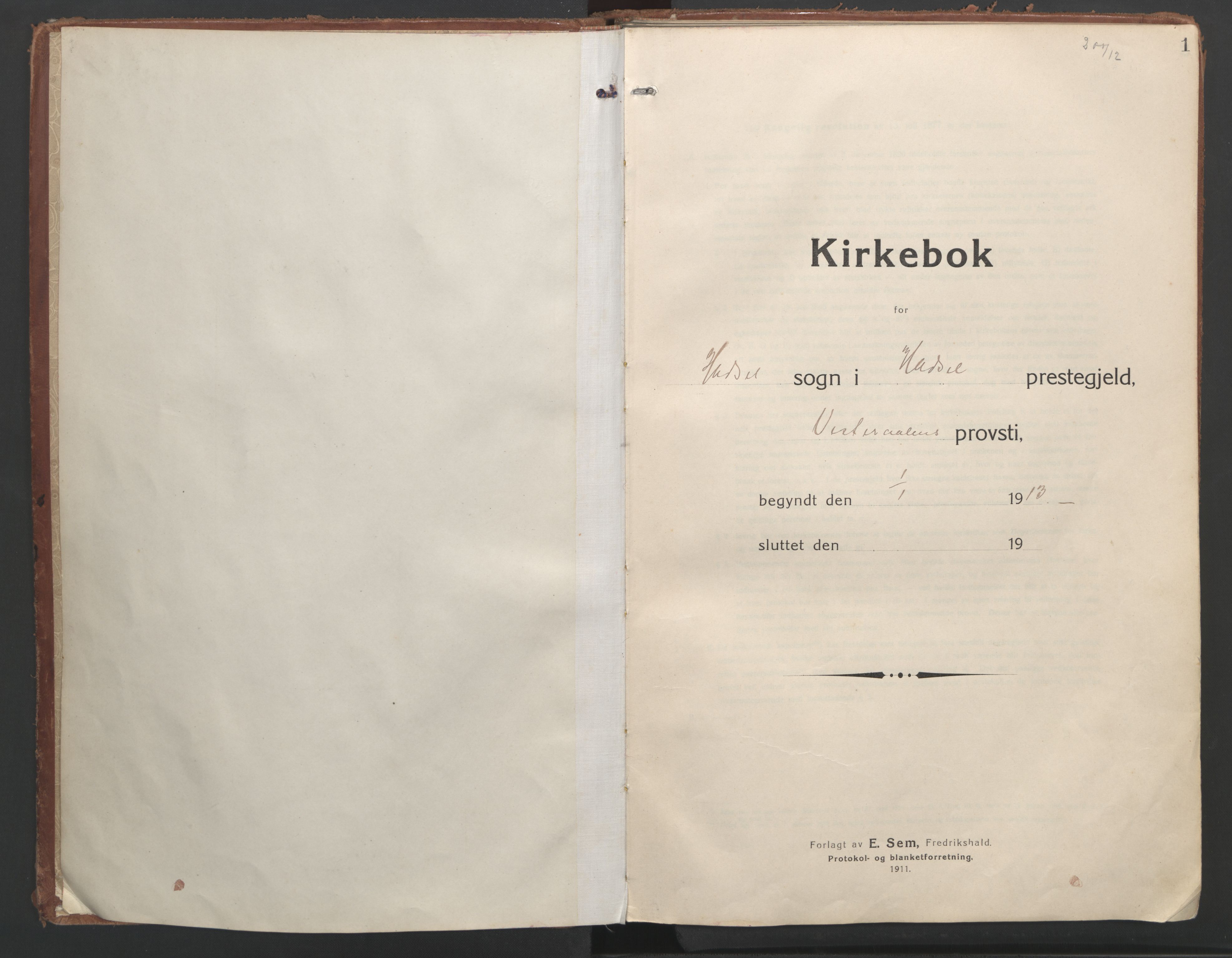 Ministerialprotokoller, klokkerbøker og fødselsregistre - Nordland, SAT/A-1459/888/L1250: Parish register (official) no. 888A16, 1913-1925, p. 1