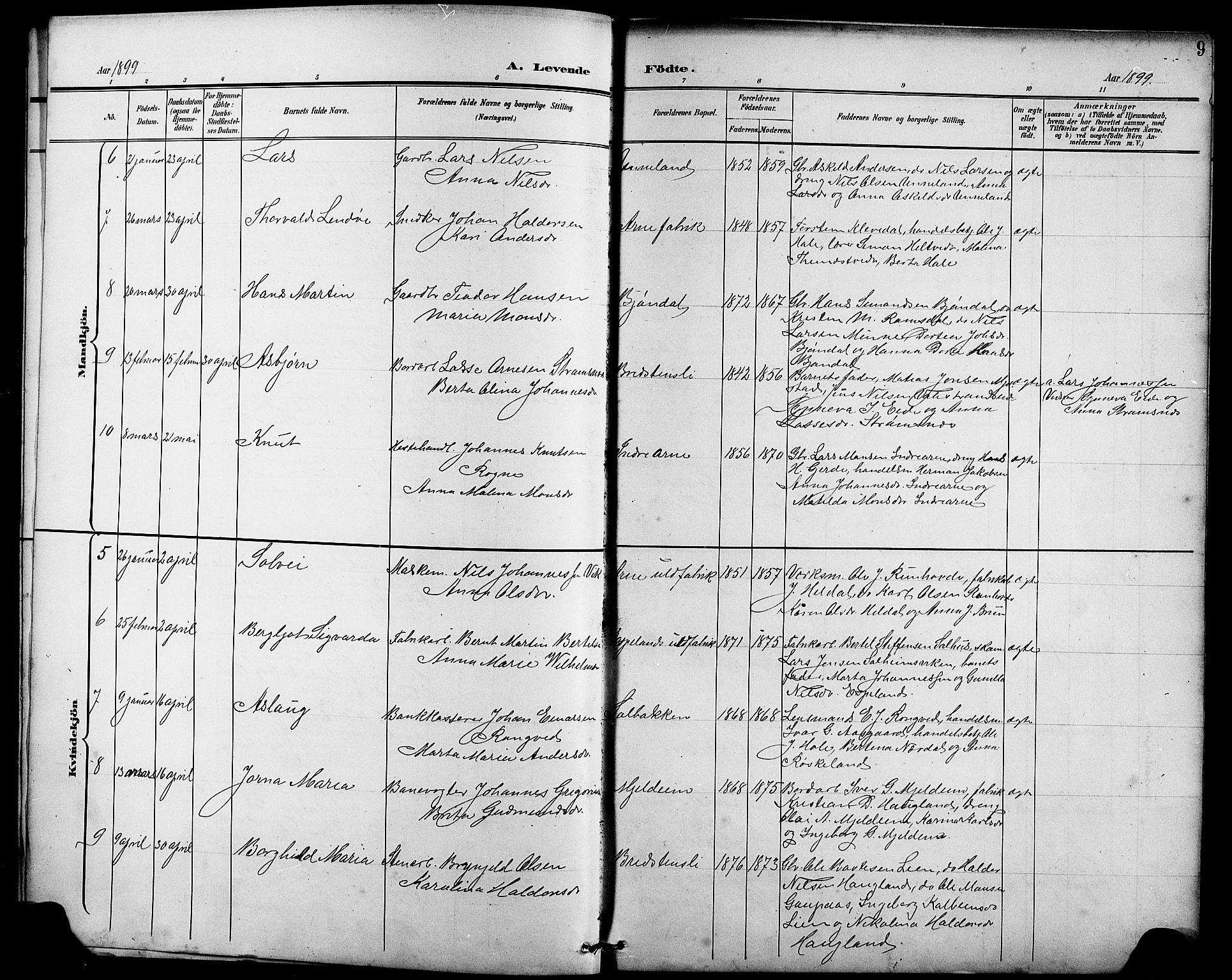 Arna Sokneprestembete, SAB/A-74001/H/Ha/Hab: Parish register (copy) no. A 4, 1898-1910, p. 9