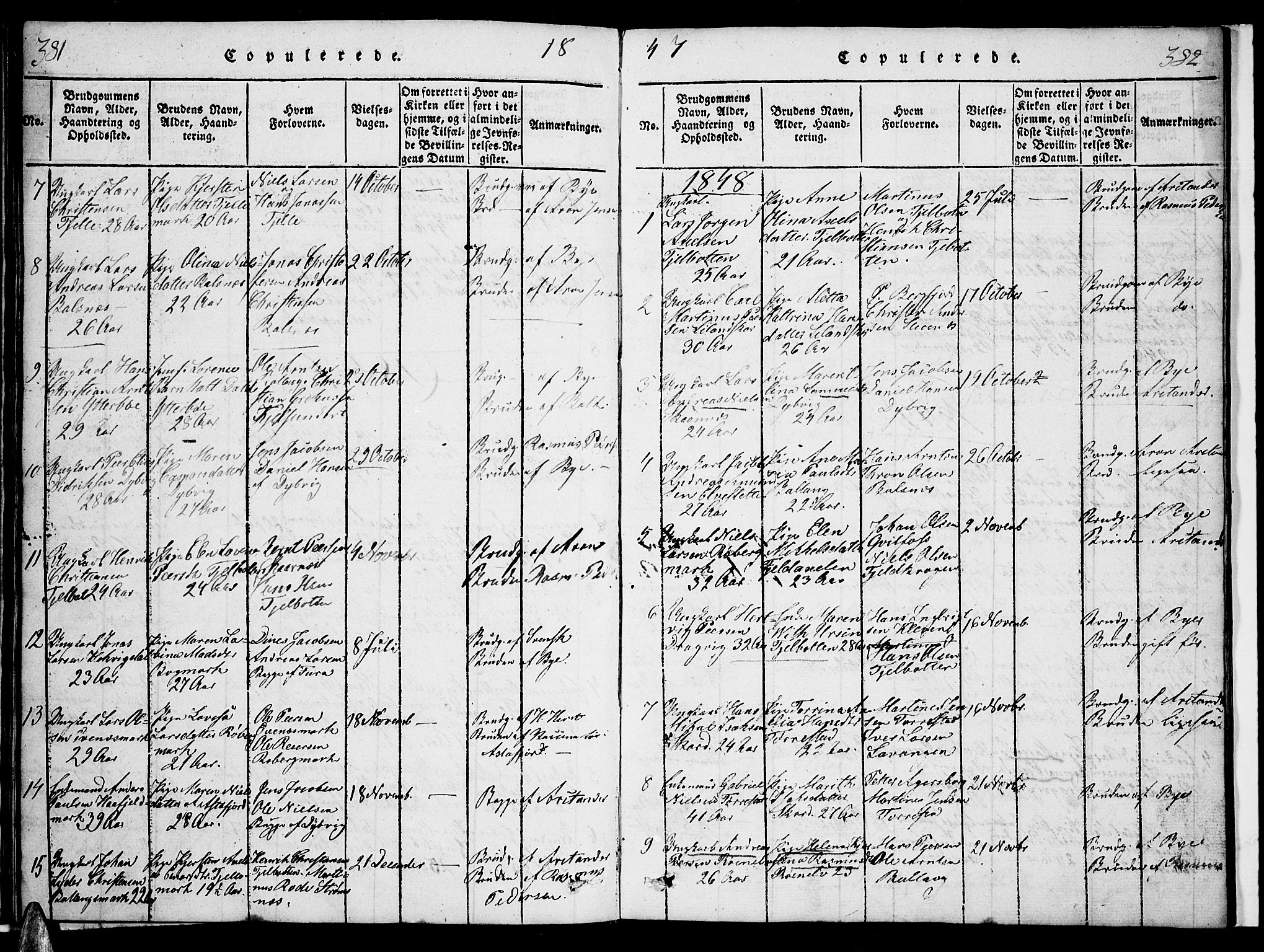 Ministerialprotokoller, klokkerbøker og fødselsregistre - Nordland, SAT/A-1459/863/L0911: Parish register (copy) no. 863C01, 1821-1858, p. 381-382