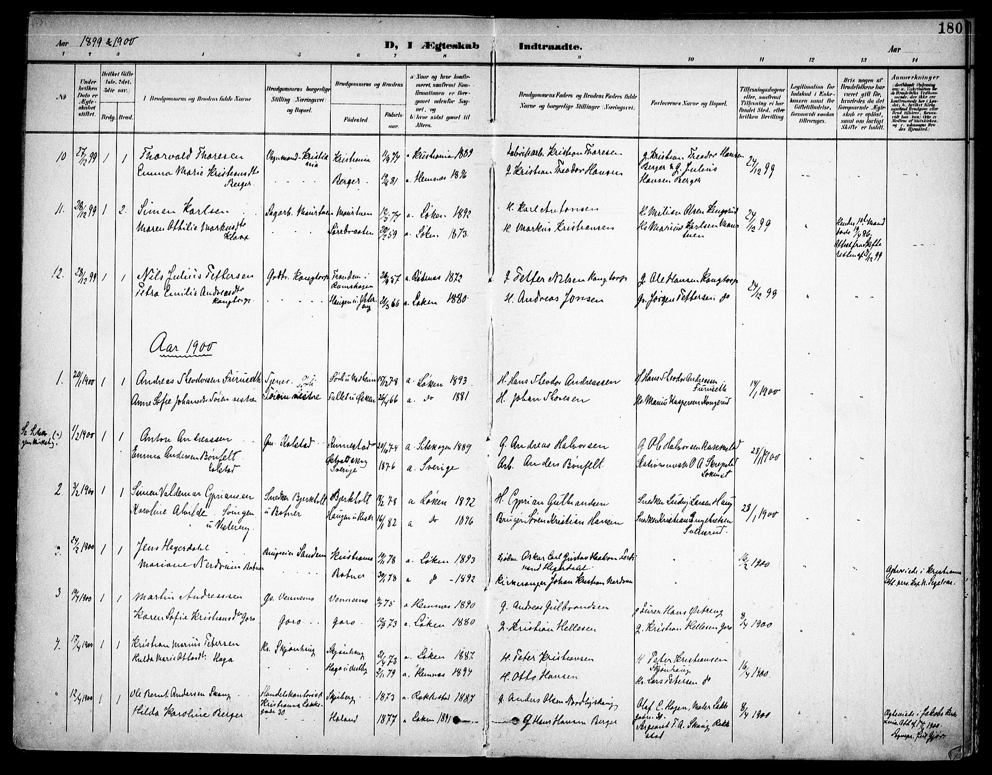 Høland prestekontor Kirkebøker, SAO/A-10346a/F/Fa/L0015: Parish register (official) no. I 15, 1897-1912, p. 180