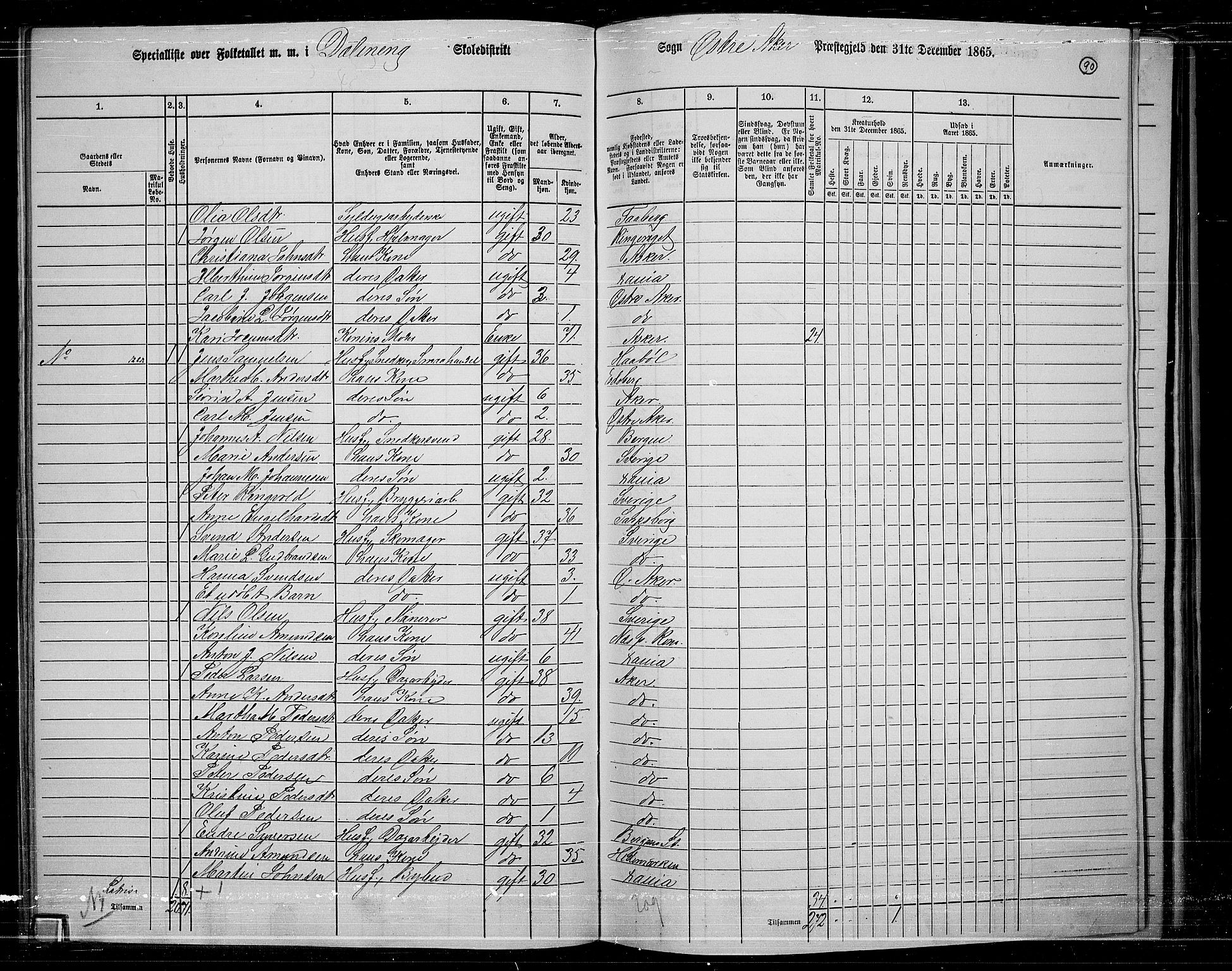 RA, 1865 census for Østre Aker, 1865, p. 87