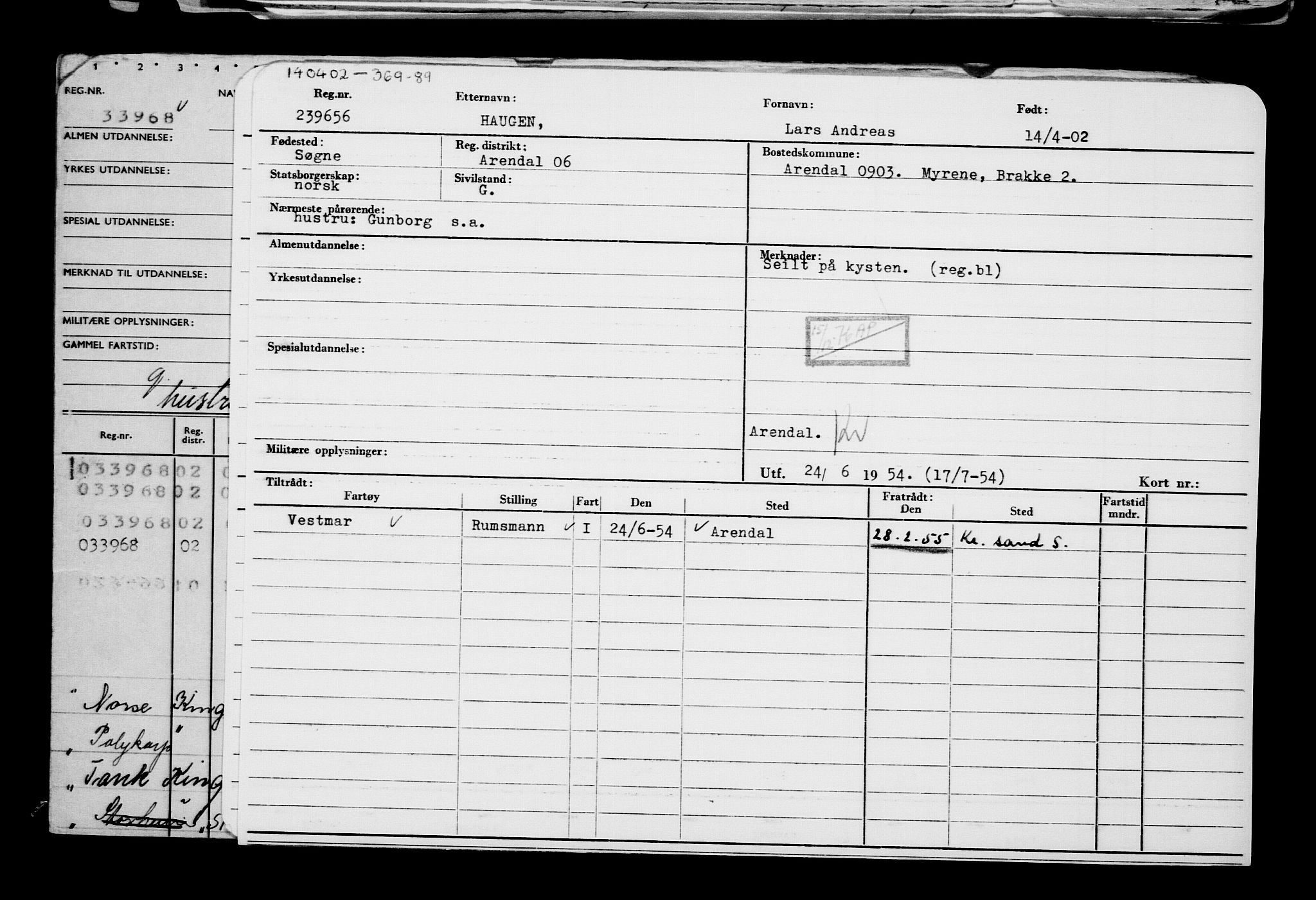 Direktoratet for sjømenn, AV/RA-S-3545/G/Gb/L0044: Hovedkort, 1902, p. 141