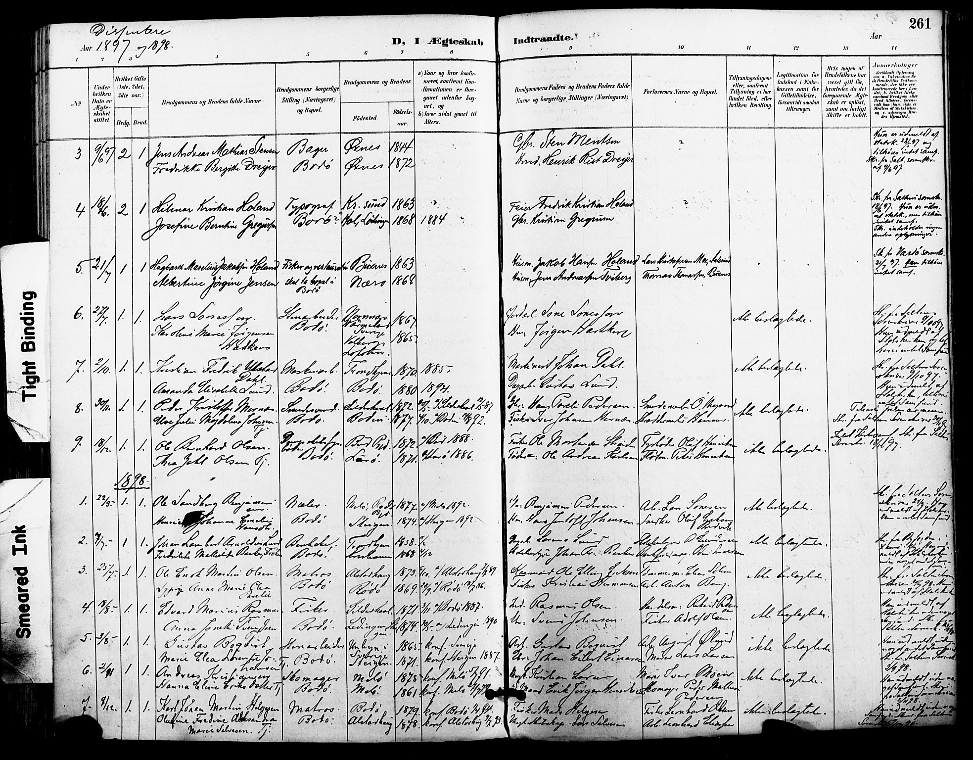 Ministerialprotokoller, klokkerbøker og fødselsregistre - Nordland, SAT/A-1459/801/L0010: Parish register (official) no. 801A10, 1888-1899, p. 261