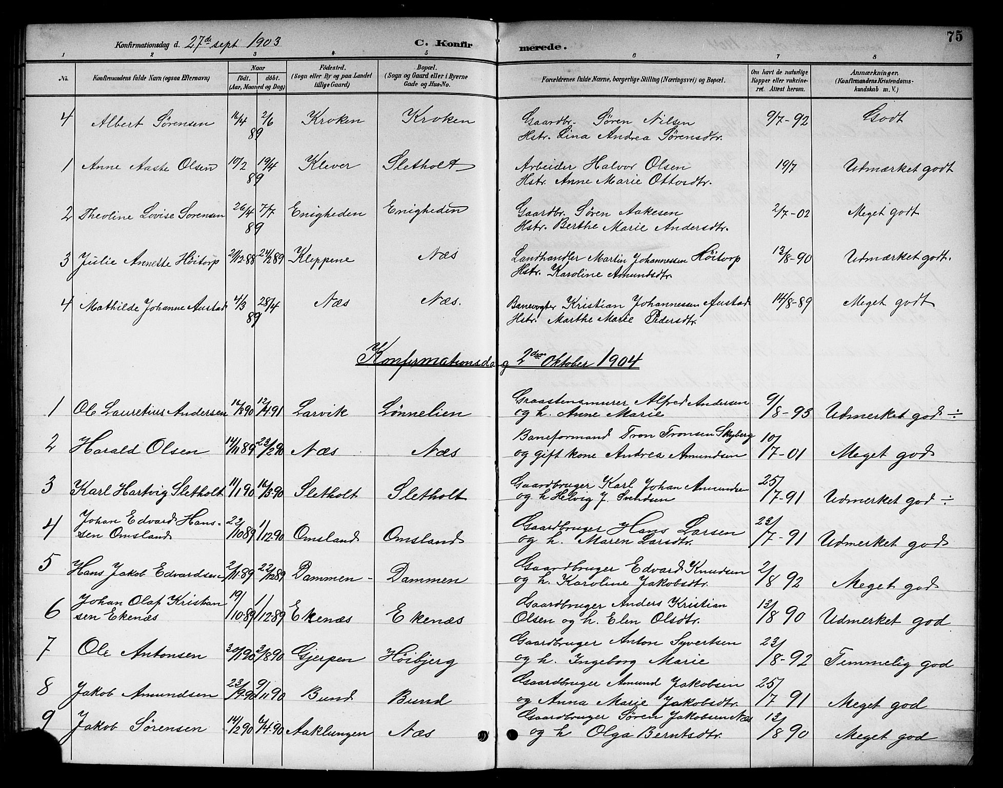 Brunlanes kirkebøker, SAKO/A-342/G/Gc/L0002: Parish register (copy) no. III 2, 1891-1922, p. 75