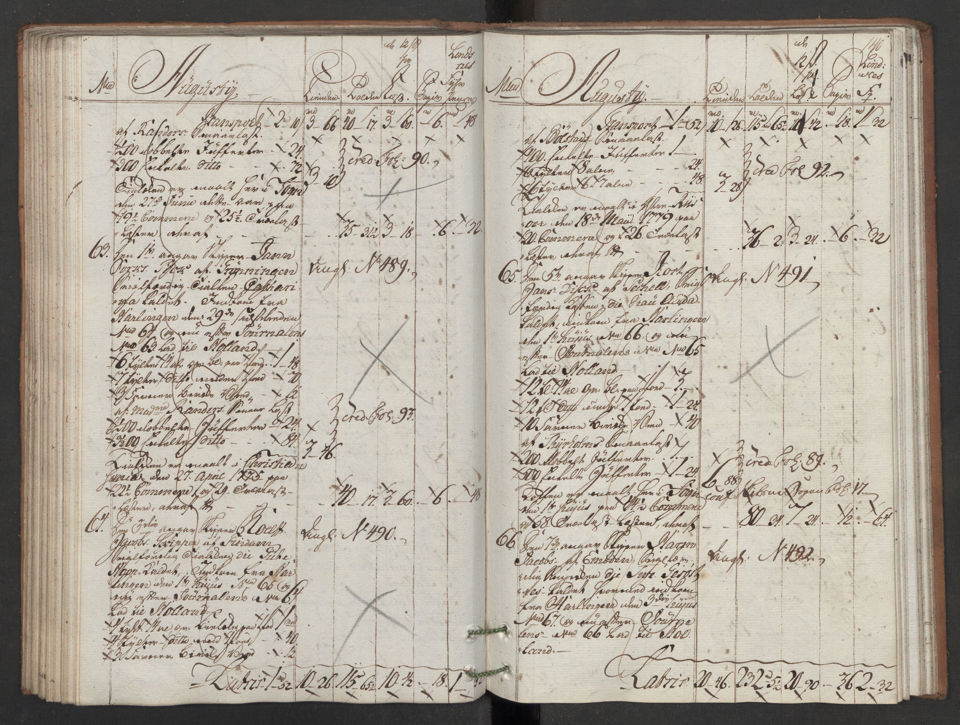 Generaltollkammeret, tollregnskaper, AV/RA-EA-5490/R05/L0086/0001: Tollregnskaper Moss, Son, Krokstad / Utgående hovedtollbok, 1786, p. 139b-140a