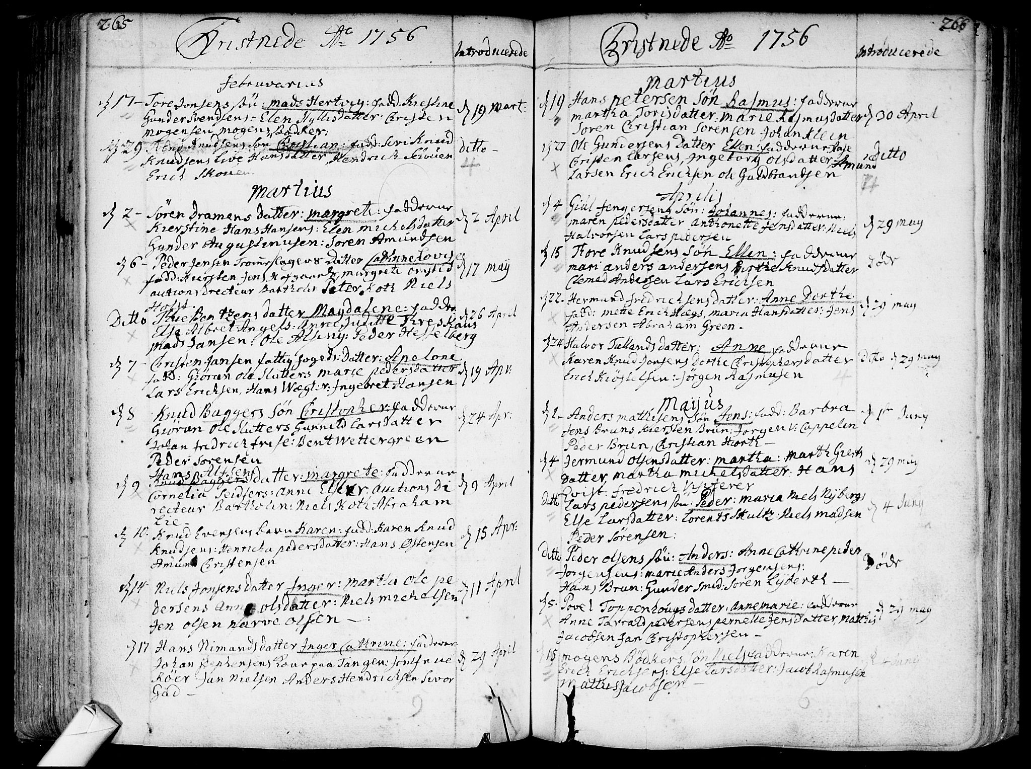 Bragernes kirkebøker, SAKO/A-6/F/Fa/L0004: Parish register (official) no. I 4, 1734-1759, p. 265-266