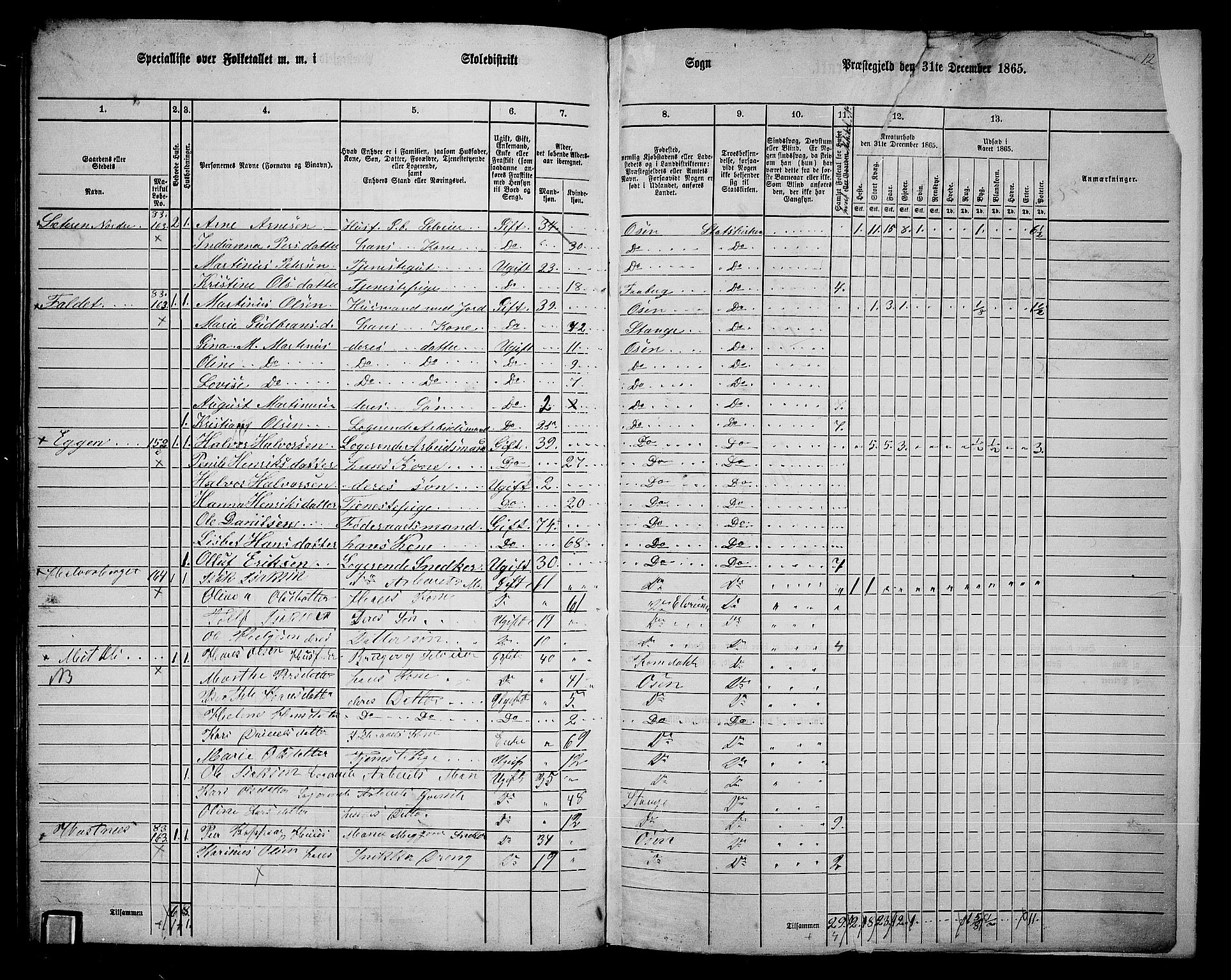 RA, 1865 census for Trysil, 1865, p. 176