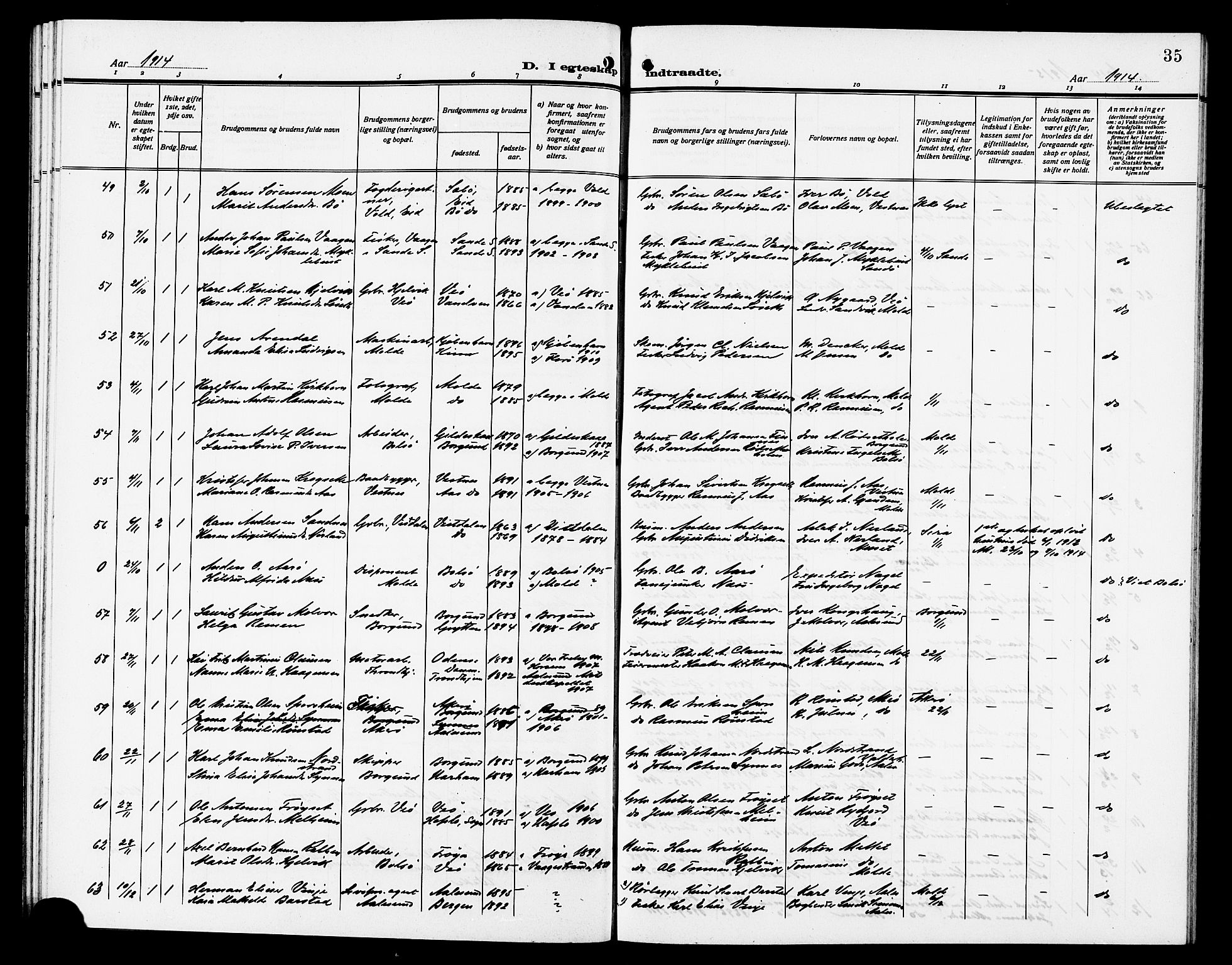 Ministerialprotokoller, klokkerbøker og fødselsregistre - Møre og Romsdal, SAT/A-1454/558/L0703: Parish register (copy) no. 558C04, 1906-1921, p. 35