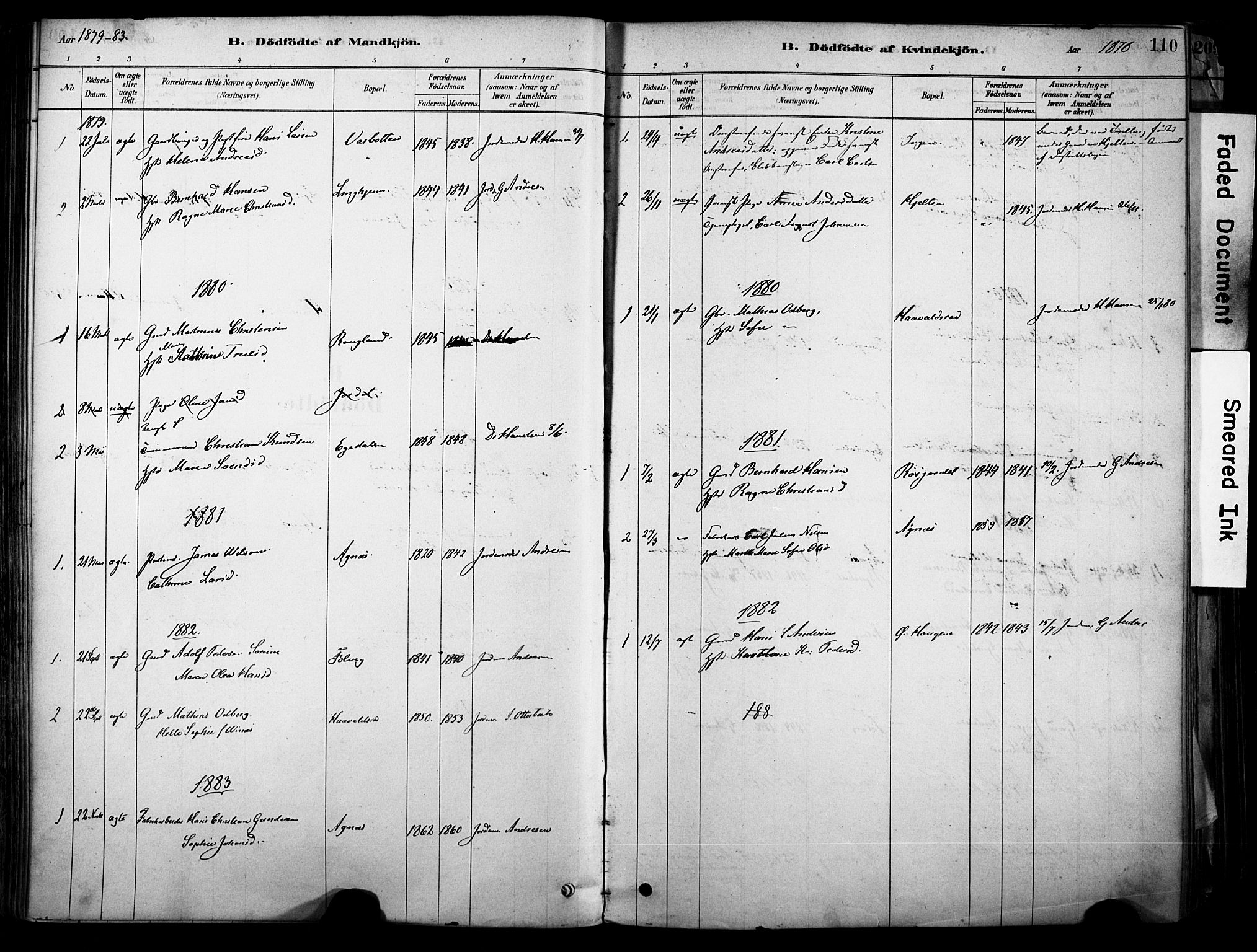 Brunlanes kirkebøker, AV/SAKO-A-342/F/Fc/L0001: Parish register (official) no. III 1, 1878-1899, p. 110