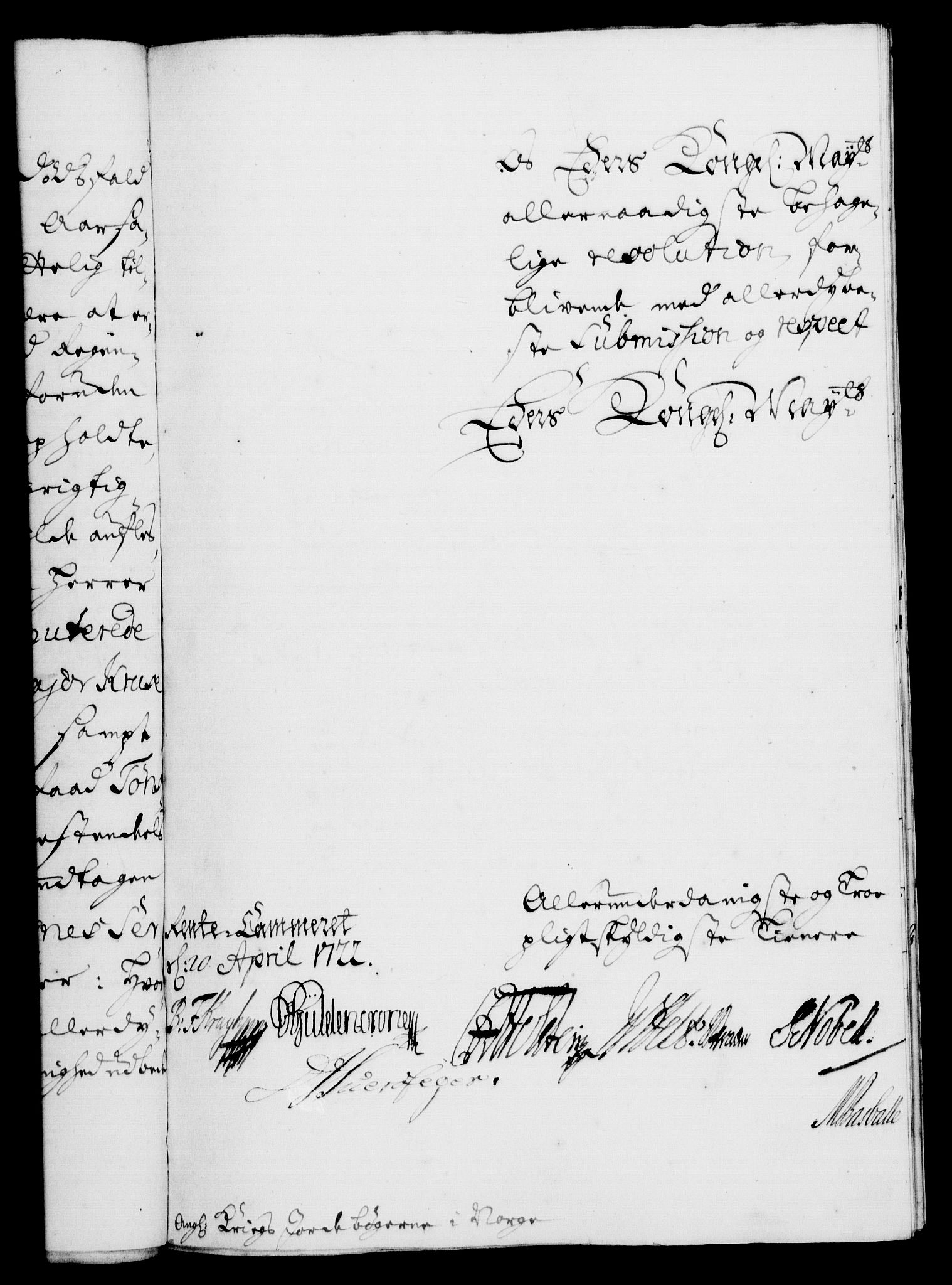 Rentekammeret, Kammerkanselliet, RA/EA-3111/G/Gf/Gfa/L0005: Norsk relasjons- og resolusjonsprotokoll (merket RK 52.5), 1722, p. 308