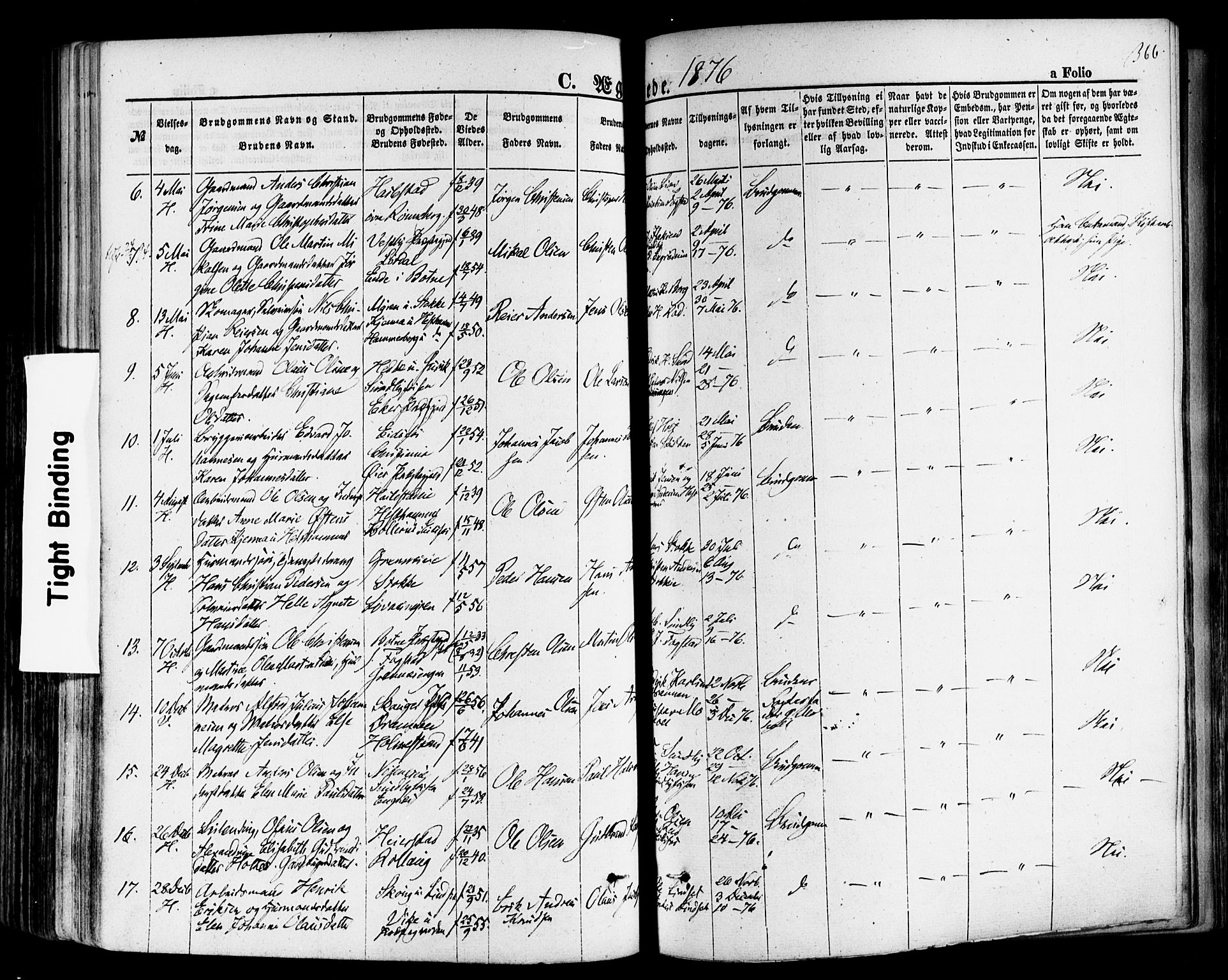 Hof kirkebøker, SAKO/A-64/F/Fa/L0006: Parish register (official) no. I 6, 1851-1877, p. 366