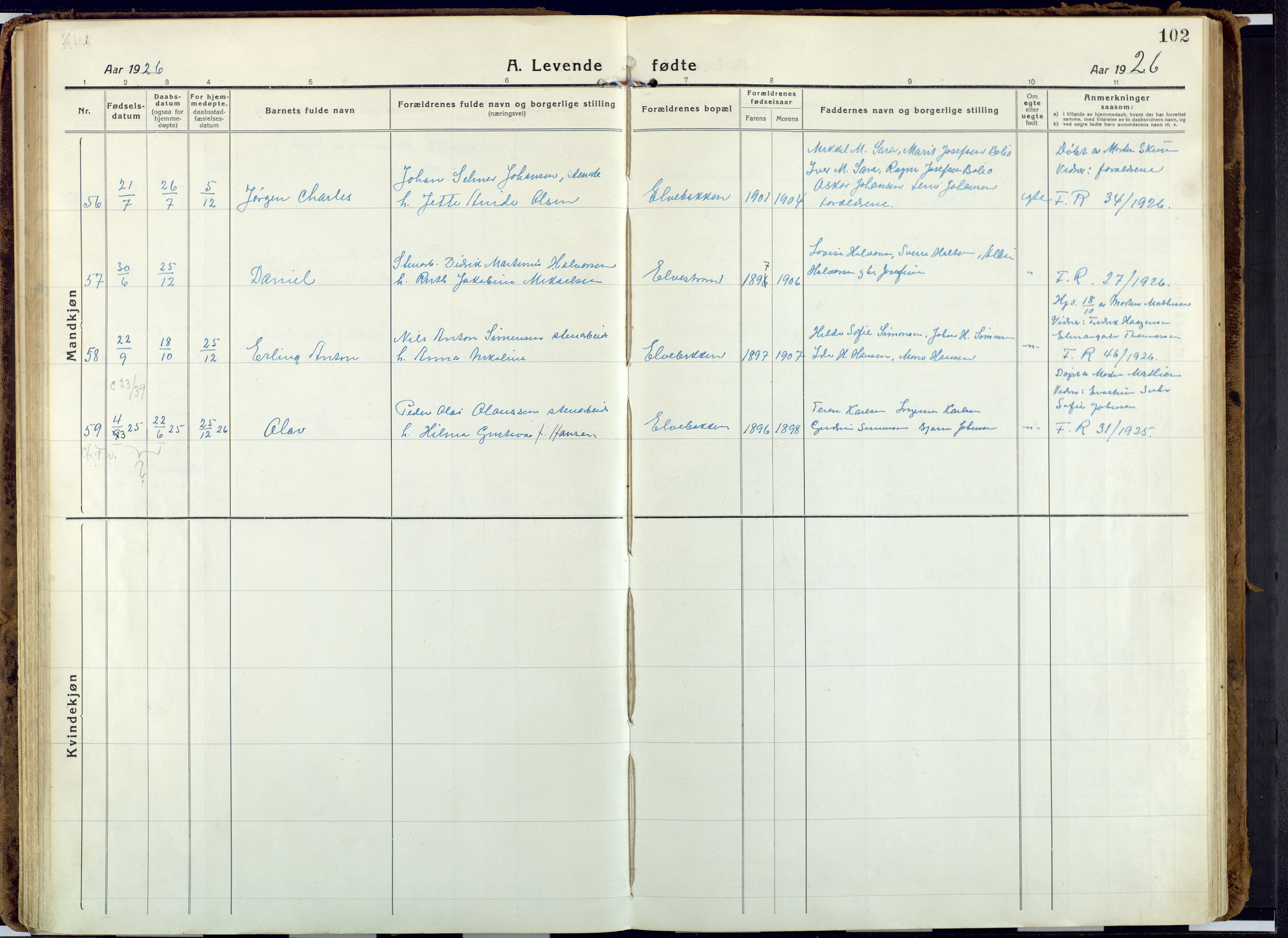 Alta sokneprestkontor, SATØ/S-1338/H/Ha: Parish register (official) no. 6, 1918-1931, p. 102